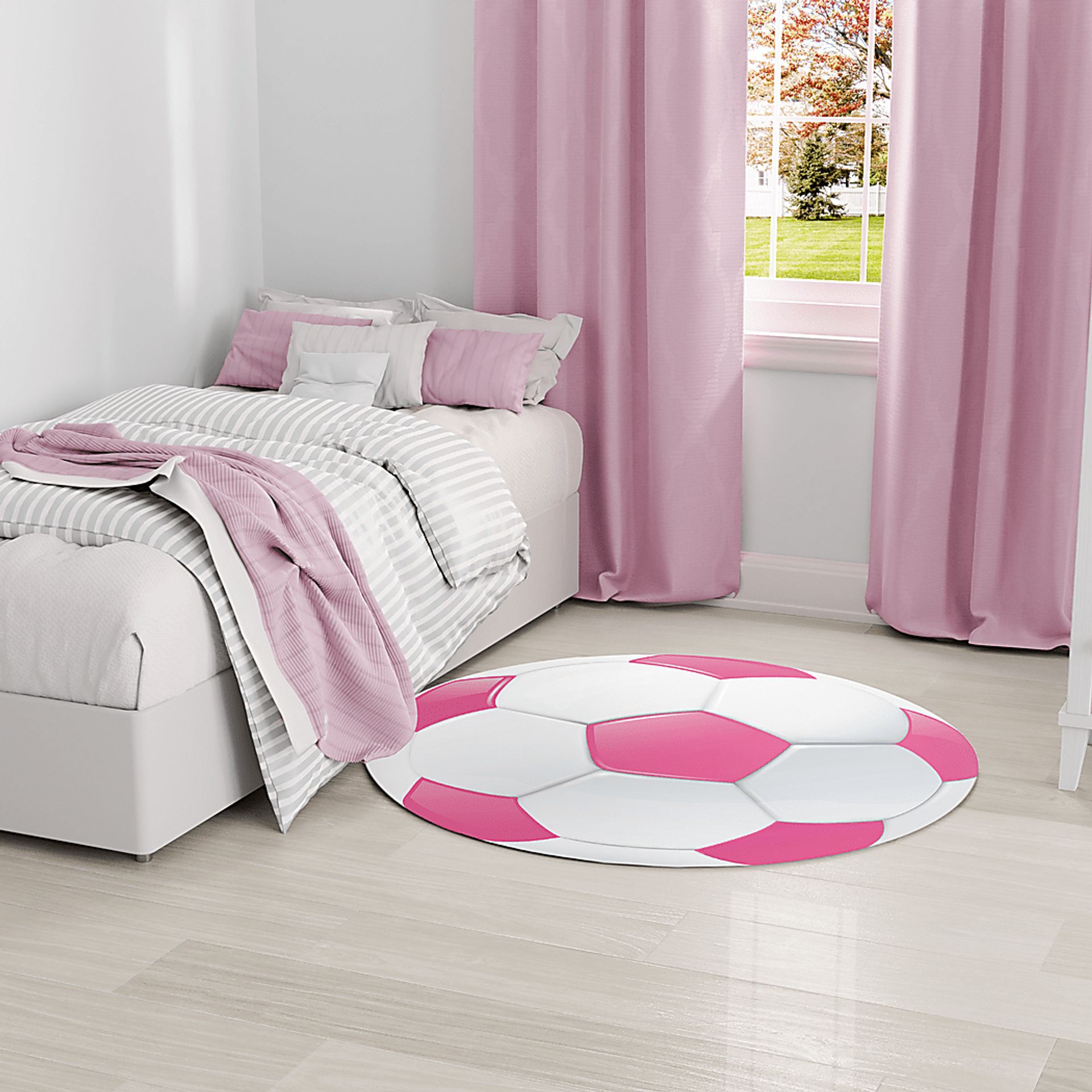 Kids Goal Getter Pink 5' Round Rug - Image 2