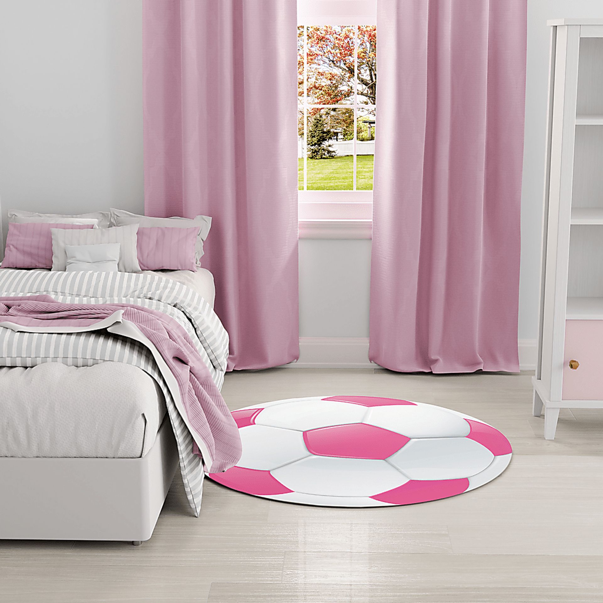 Kids Goal Getter Pink 5' Round Rug - Image 3