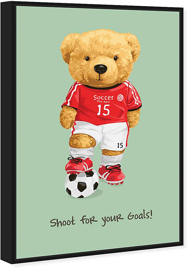 Kids Goals Teddy Bear Green Small Wall Art - Thumbnail - Image 2