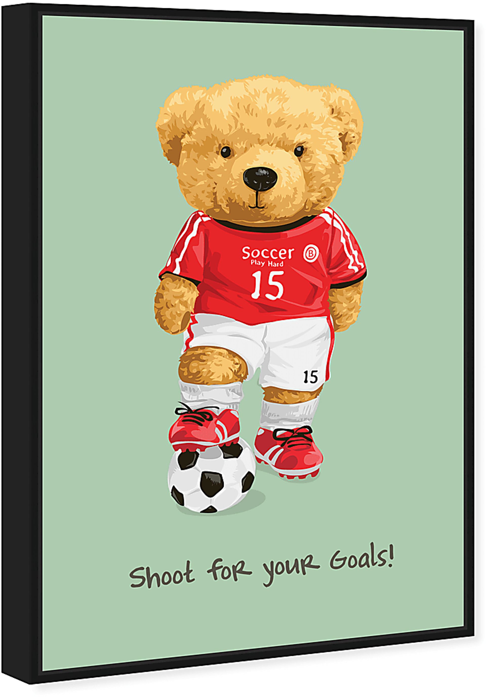 Kids Goals Teddy Bear Green Small Wall Art - Image 2