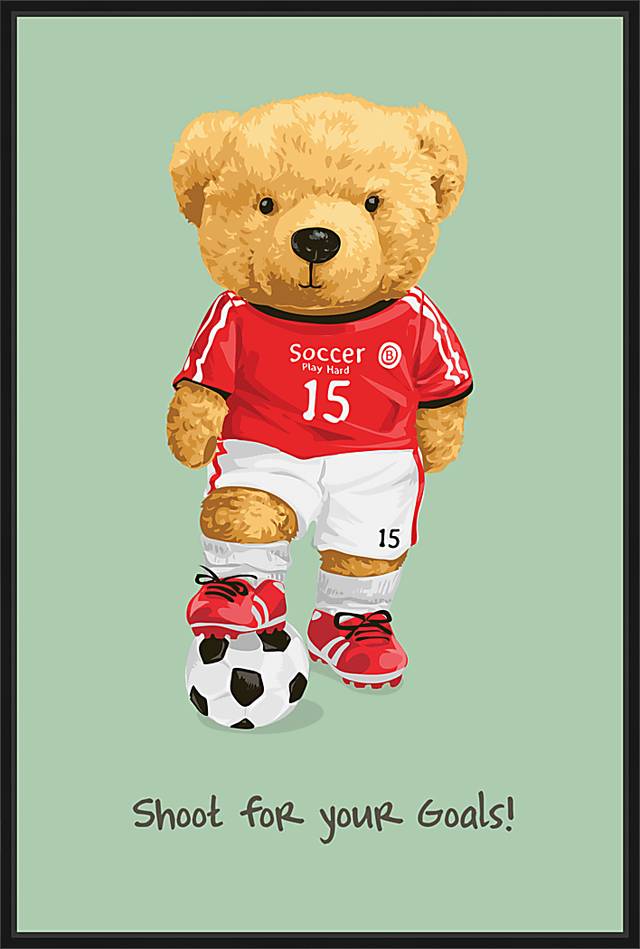 Kids Goals Teddy Bear Green Small Wall Art - Thumbnail - Image 1