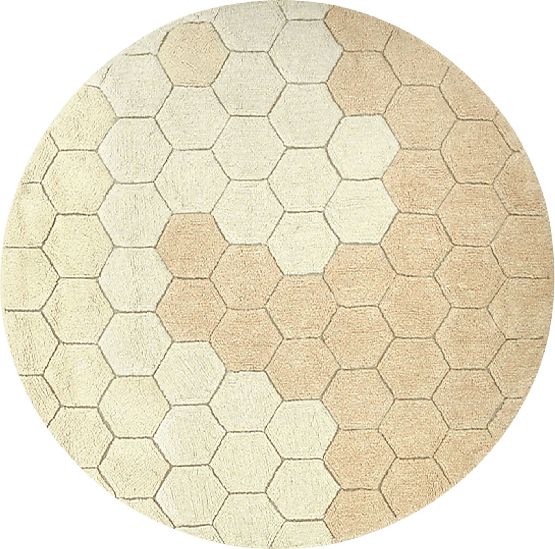 Kids Gold 4'7 Honeycomb Machine Washable Round Rug - Image 1