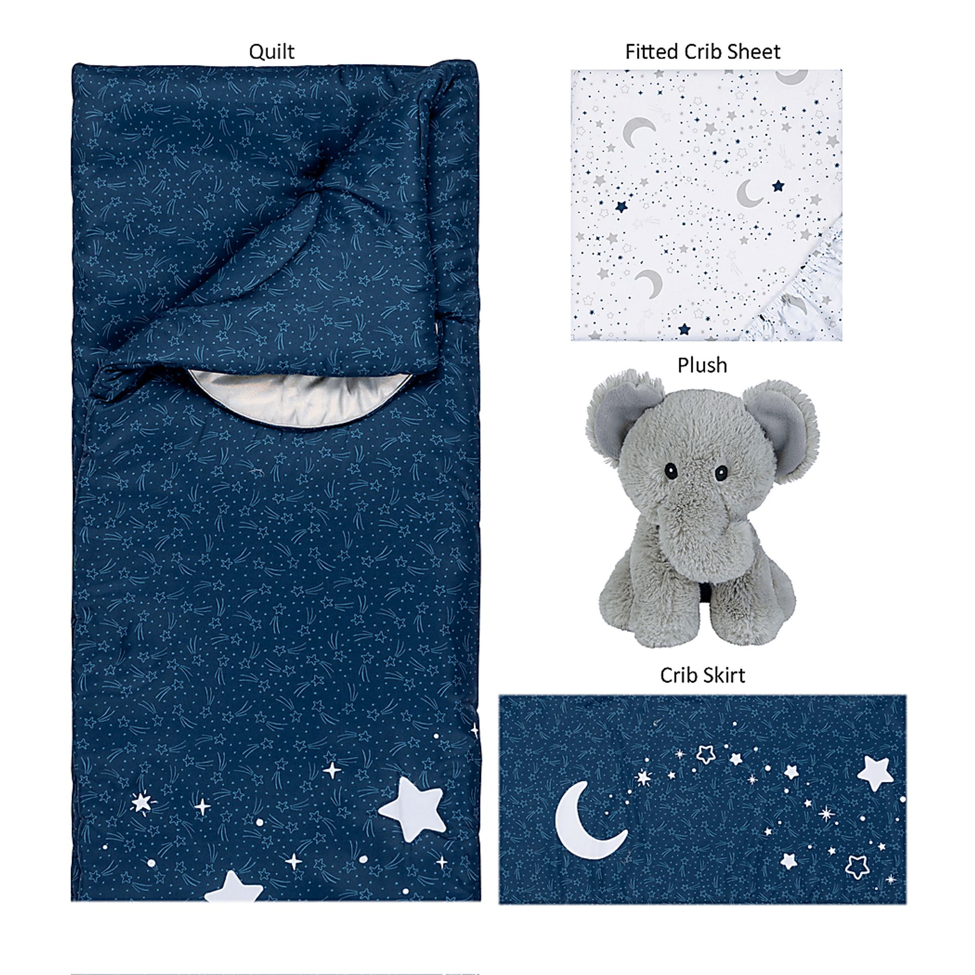 Kids Good Night Moon Navy Baby Bedding Set - Image 2