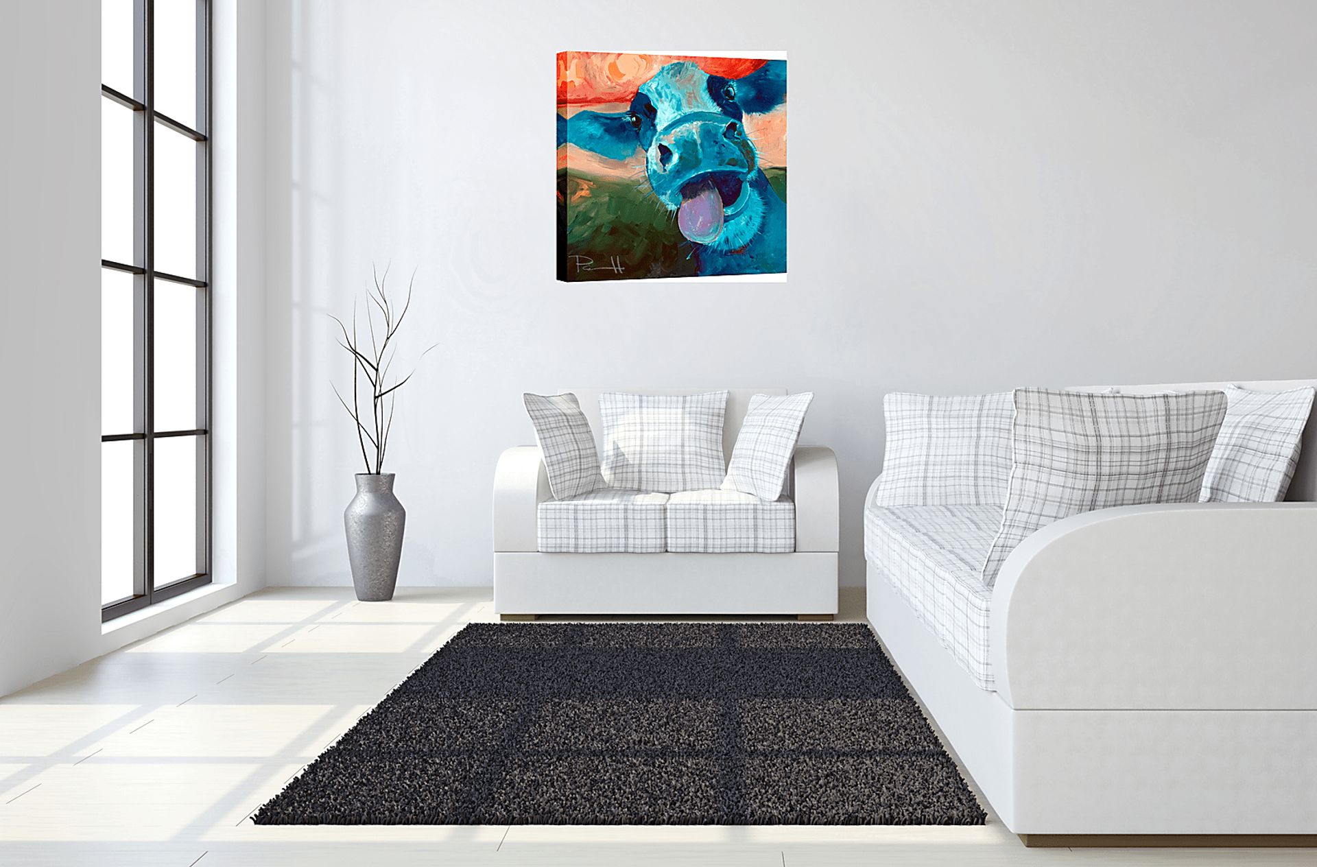 Kids Goofing Around Blue Artwork - Image 2