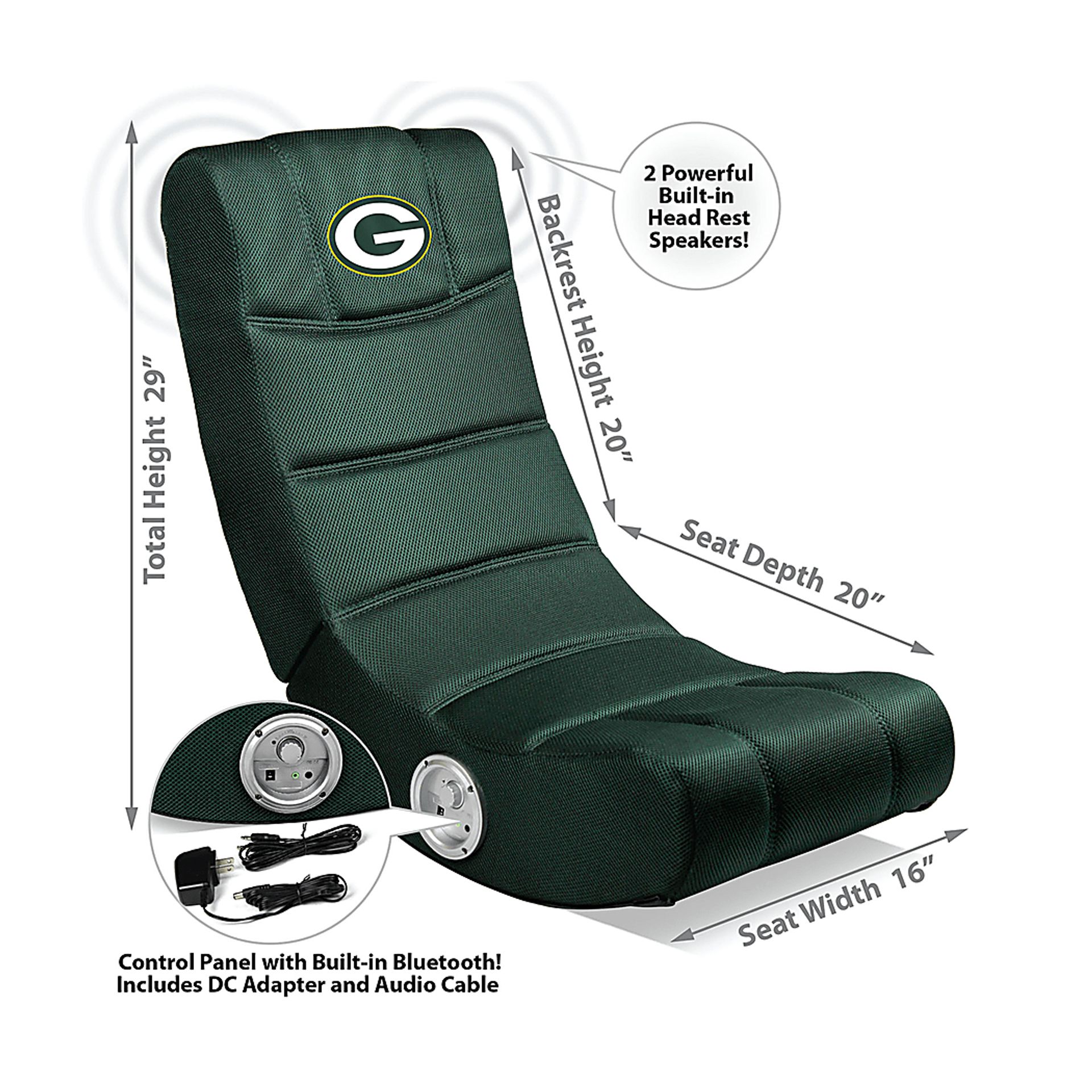 Kids Green Bay Packers Gaming Rocker - Image 2