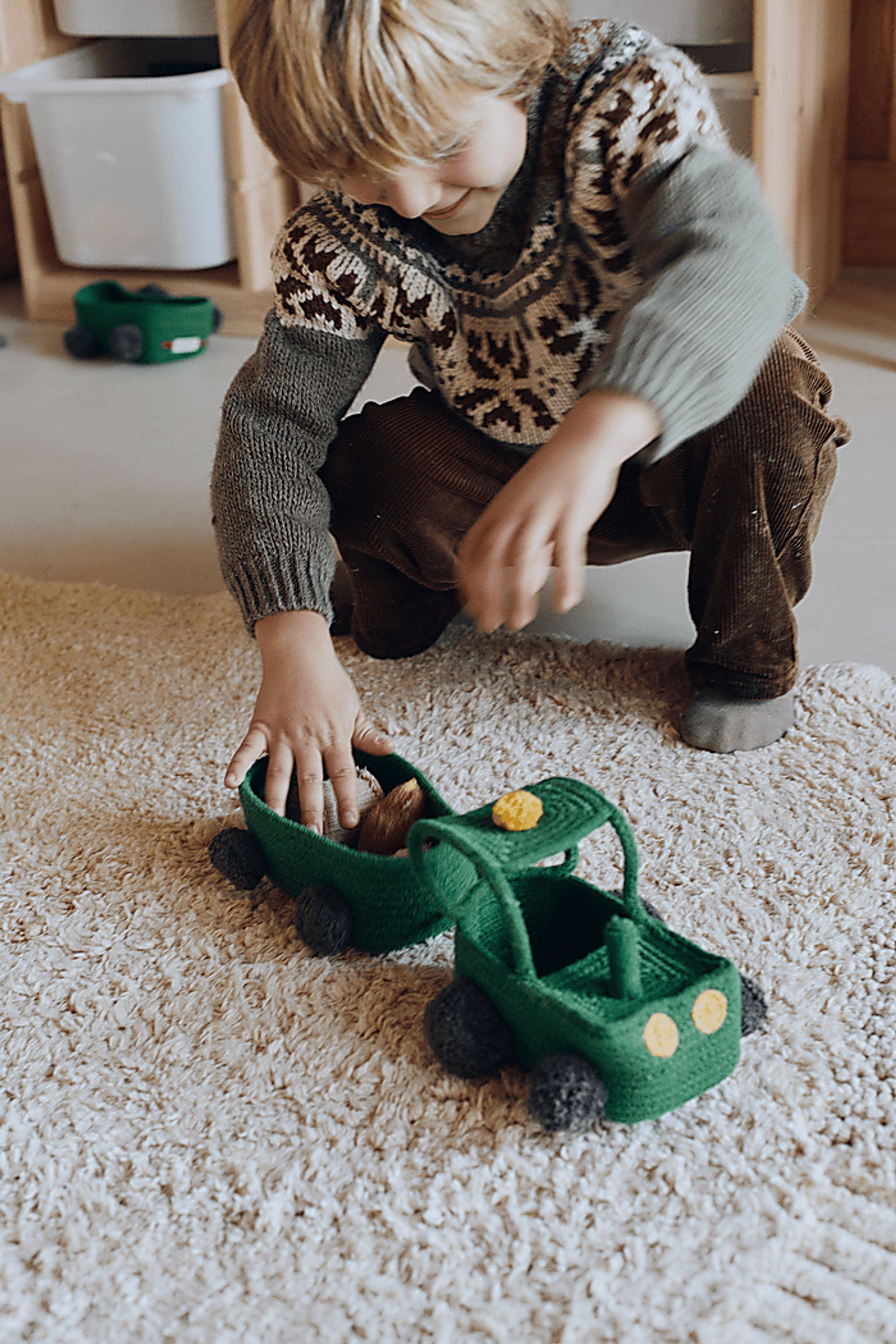 Kids Green Tractor Basket - Image 2