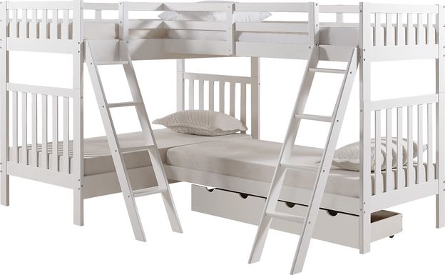 Kids Grenshall White Twin/Twin/Twin/Twin Bunk Bed with Storage