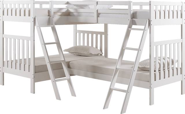 Kids Grenshall White Twin/Twin/Twin/Twin Bunk Bed - Thumbnail - Image 1