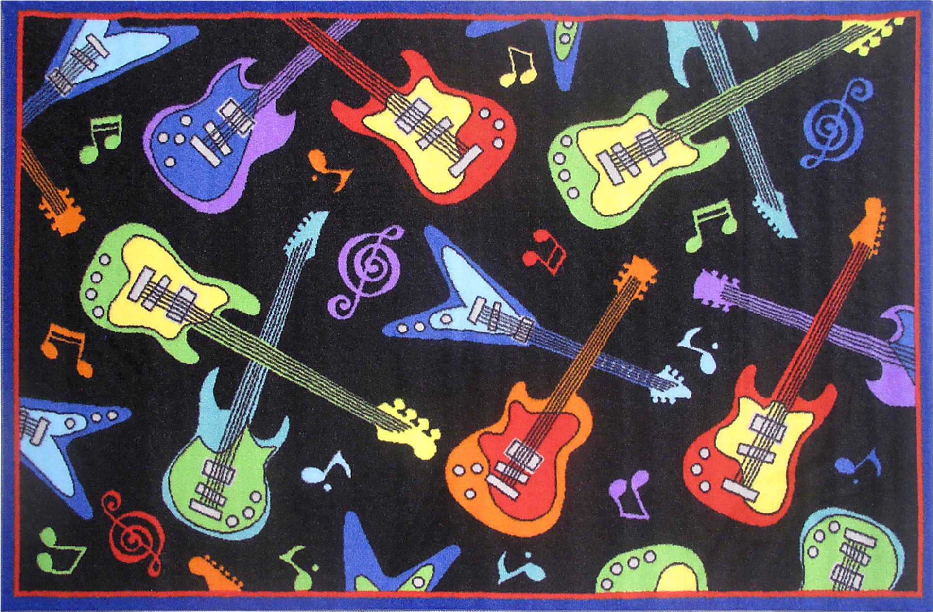 Kids Guitar Show Black 4'2 x 6'5 Rug - Image 1