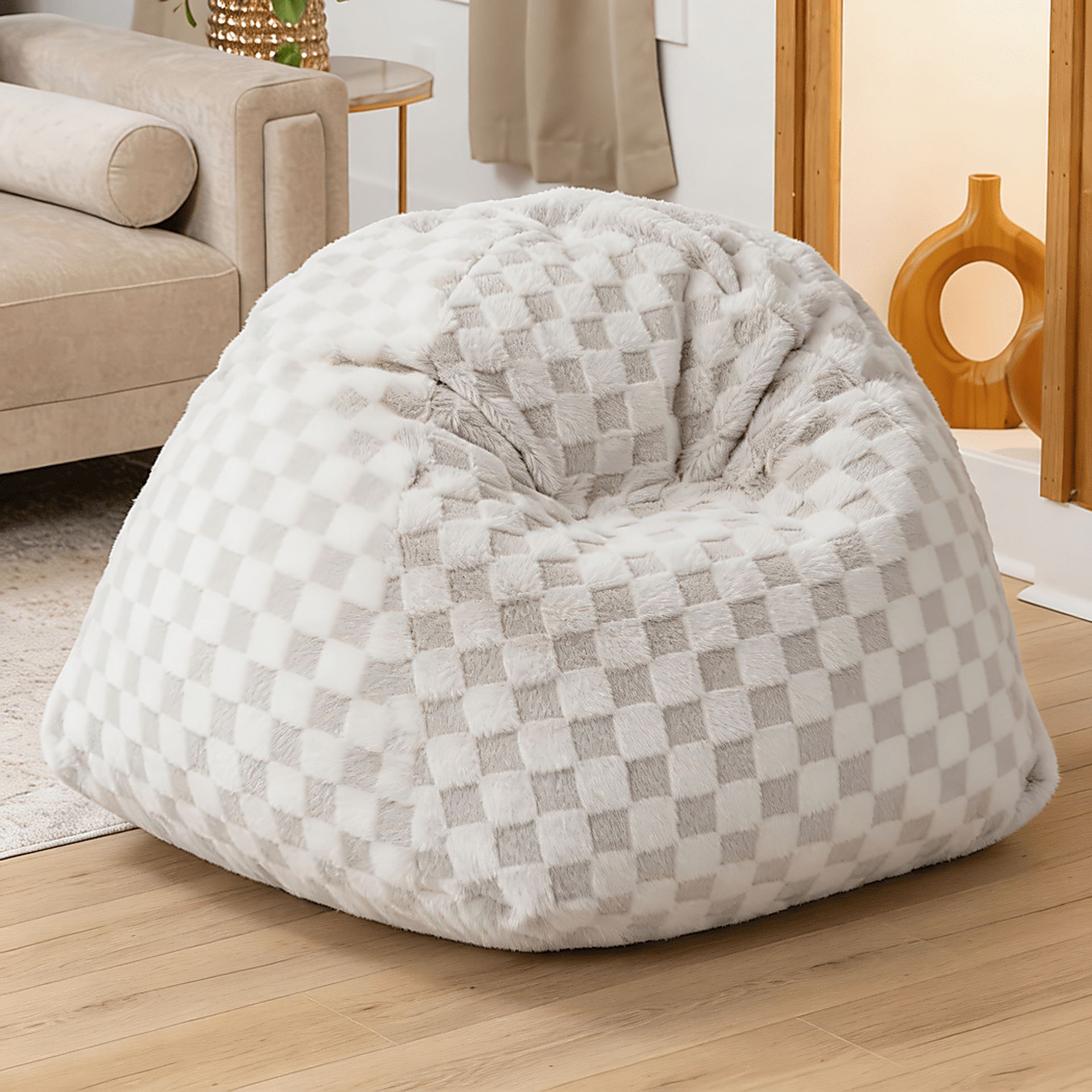 Kids Gumdrop Ivory Foam Bean Bag Chair - Image 2