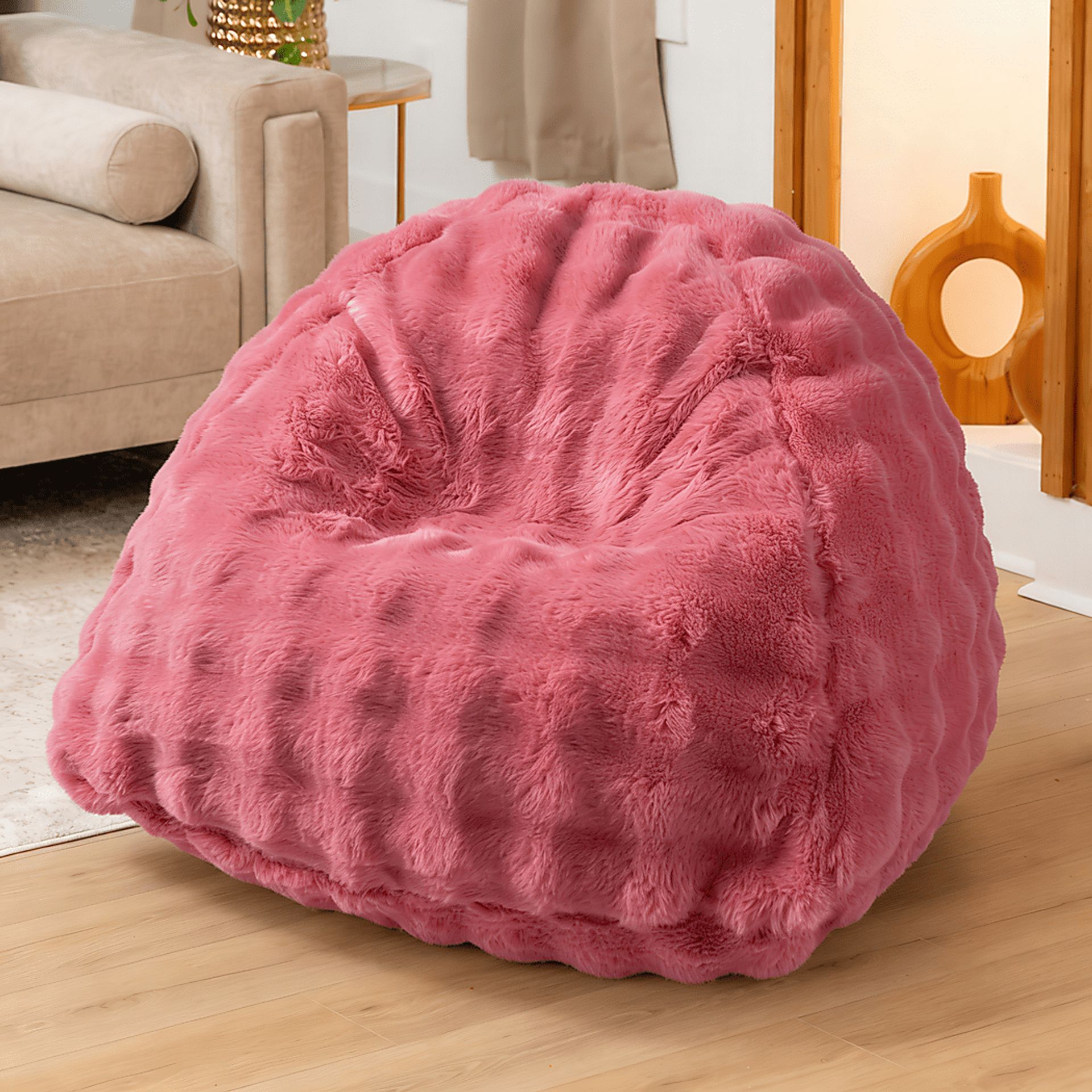 Kids Gumdrop Pink Foam Beanbag Chair - Image 2