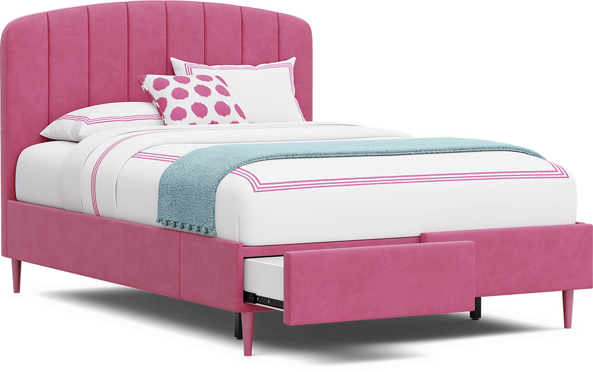 Kids Gwyneth Bubble Gum Full Upholstered Storage Bed - Image 7