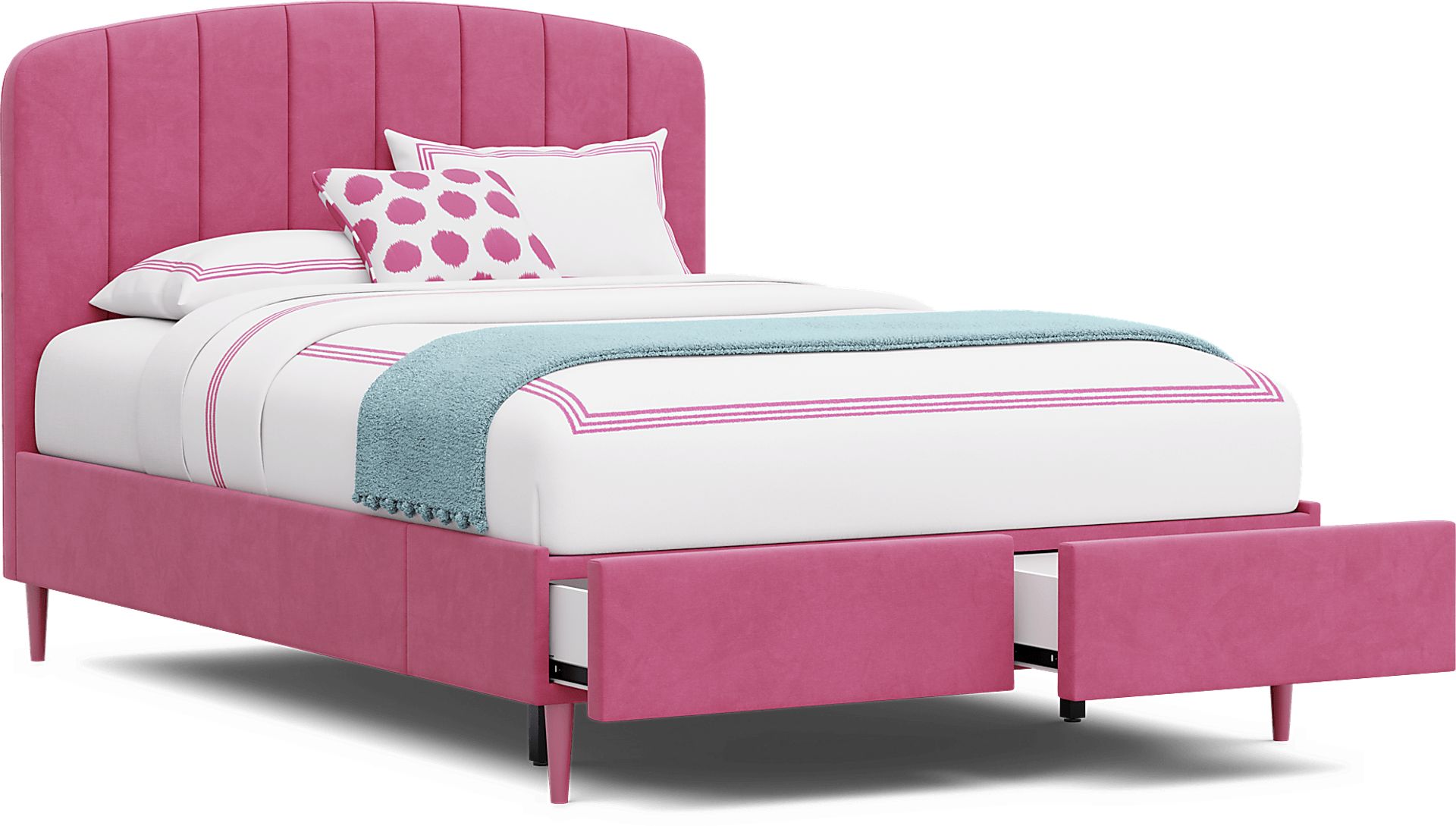 Kids Gwyneth Bubble Gum Full Upholstered Storage Bed - Image 8