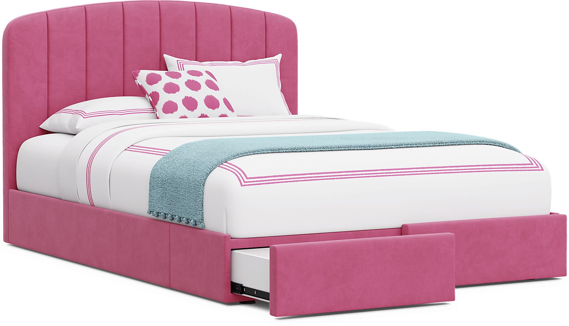 Kids Gwyneth Bubble Gum Full Upholstered Storage Bed - Image 9
