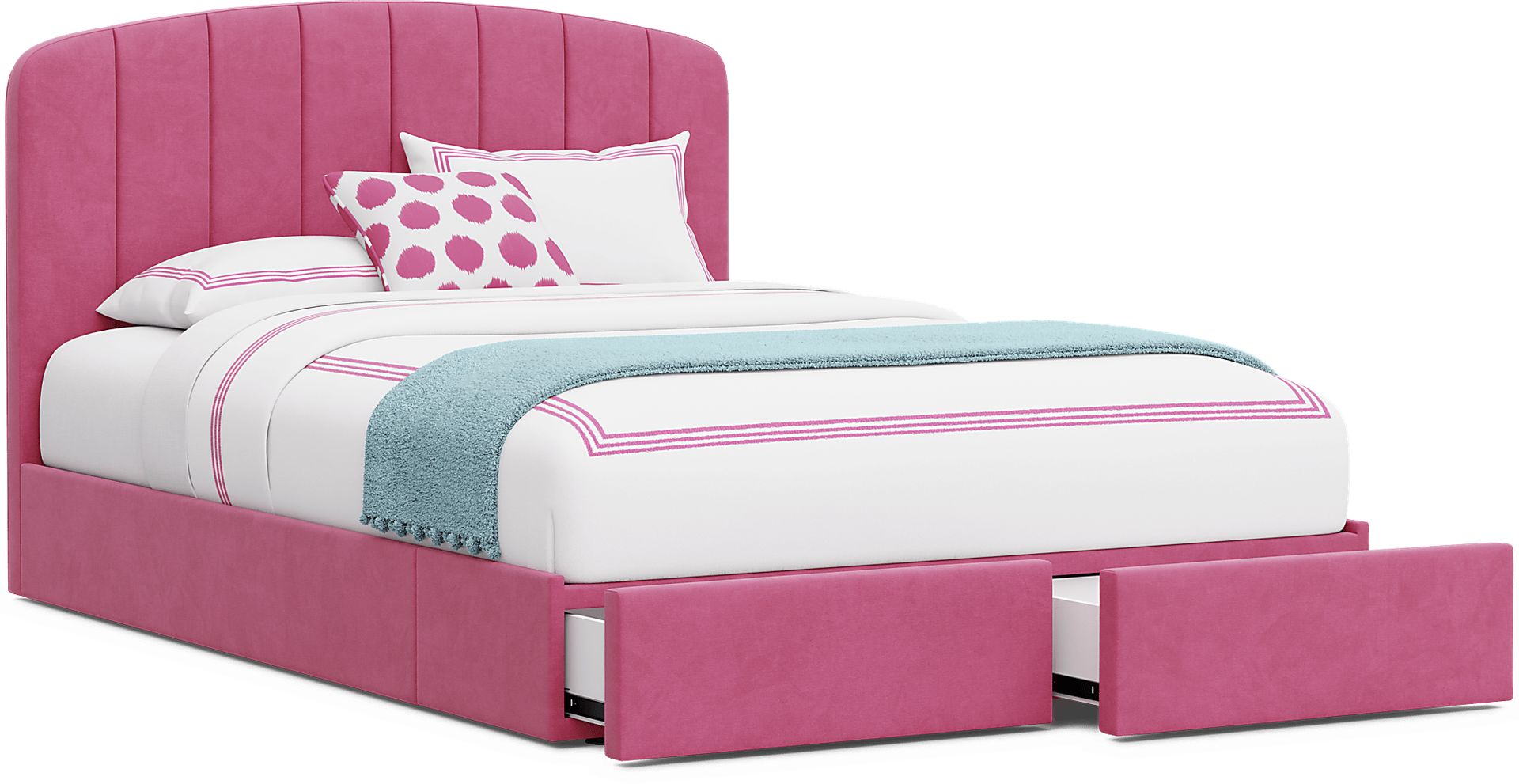 Kids Gwyneth Bubble Gum Full Upholstered Storage Bed - Image 10