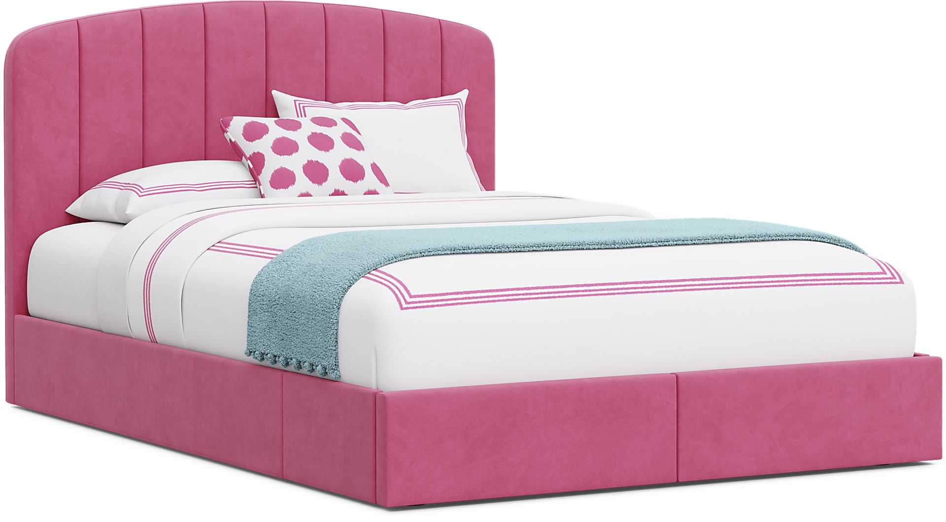 Kids Gwyneth Bubble Gum Full Upholstered Storage Bed - Image 3