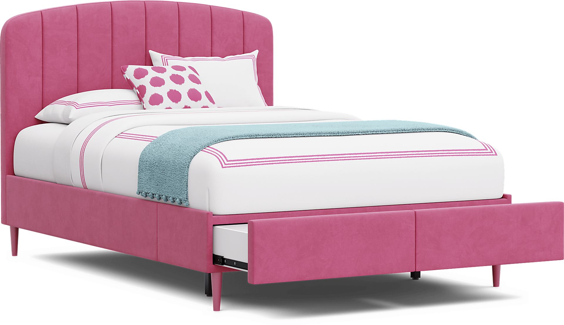 Kids Gwyneth Bubble Gum Full Upholstered Storage Bed - Image 5