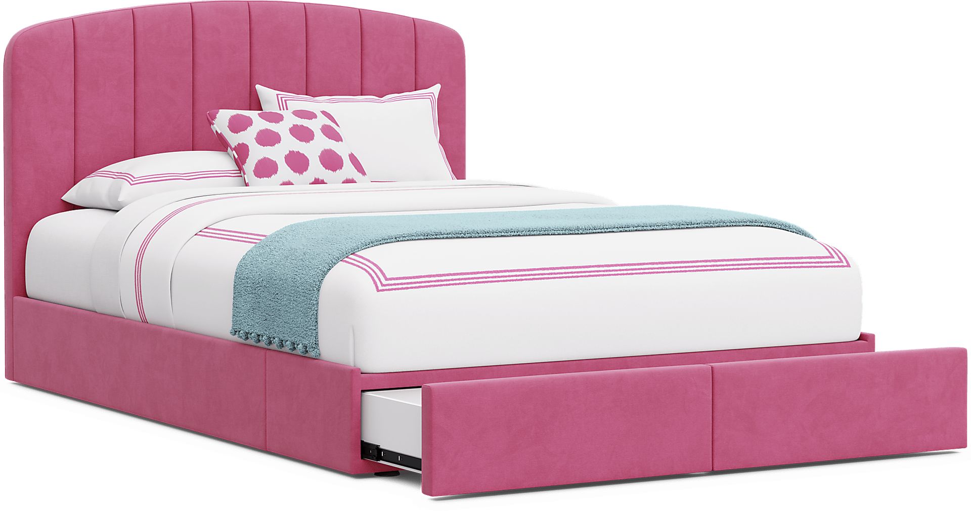 Kids Gwyneth Bubble Gum Full Upholstered Storage Bed - Image 6
