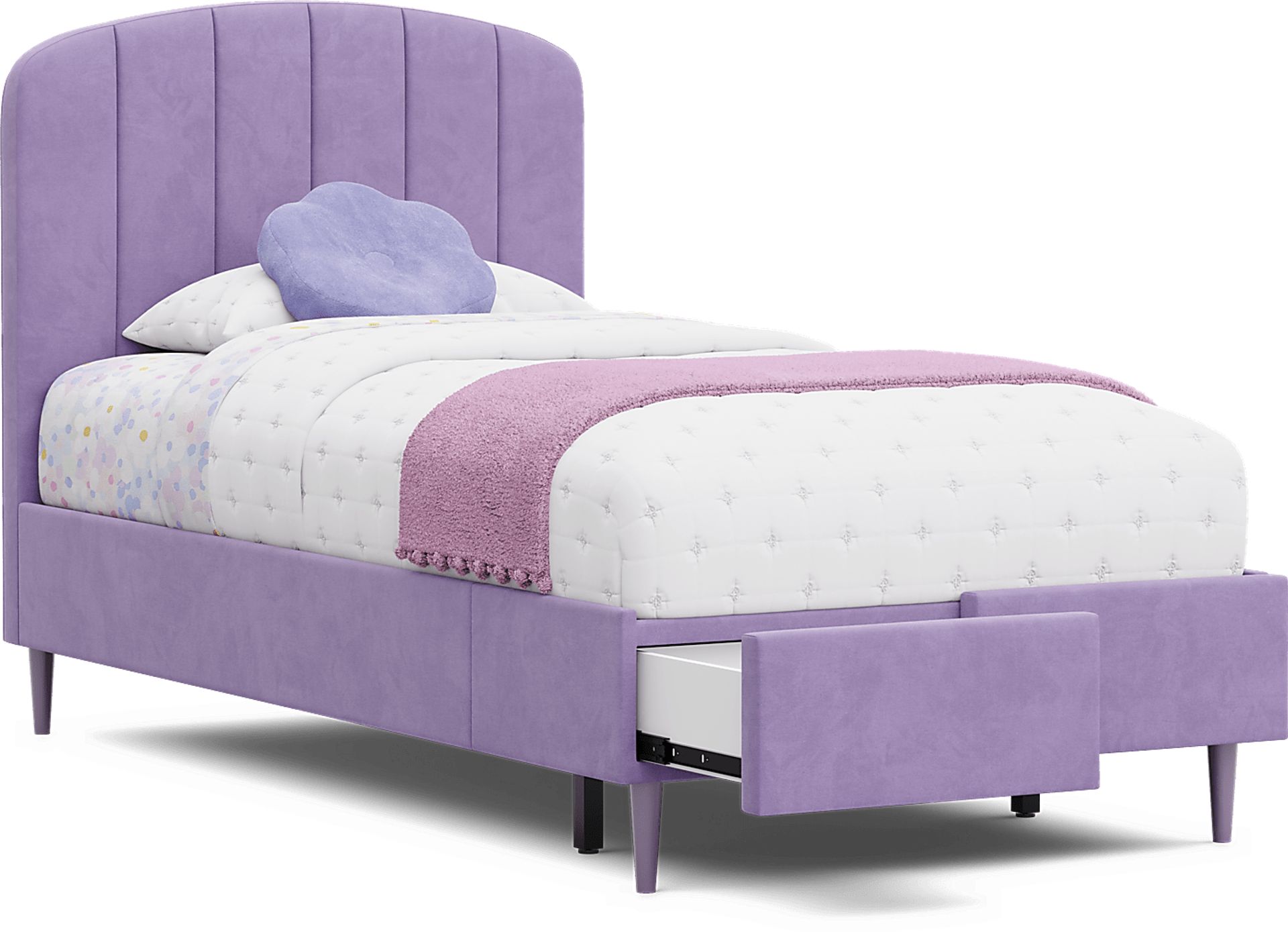 Kids Gwyneth Lavender Twin Upholstered Storage Bed - Image 7
