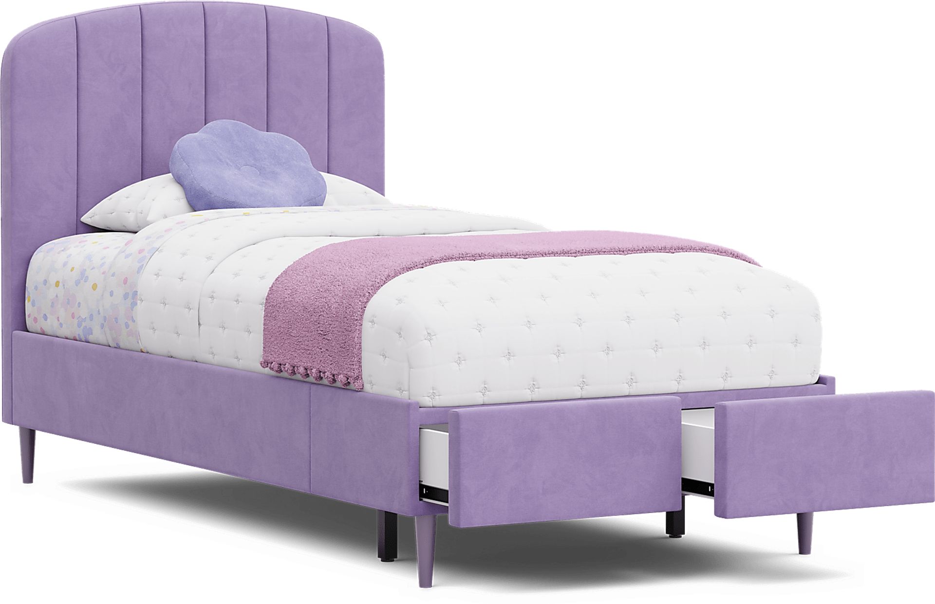 Kids Gwyneth Lavender Twin Upholstered Storage Bed - Image 8