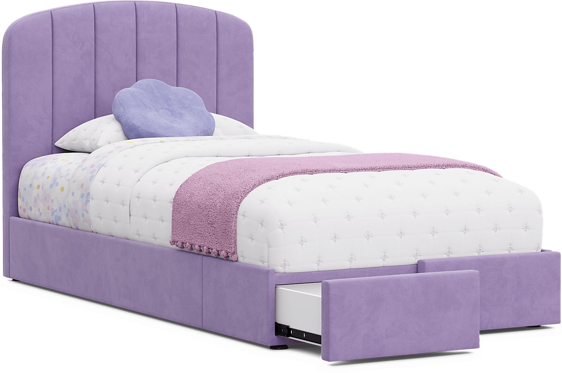 Kids Gwyneth Lavender Twin Upholstered Storage Bed - Image 9