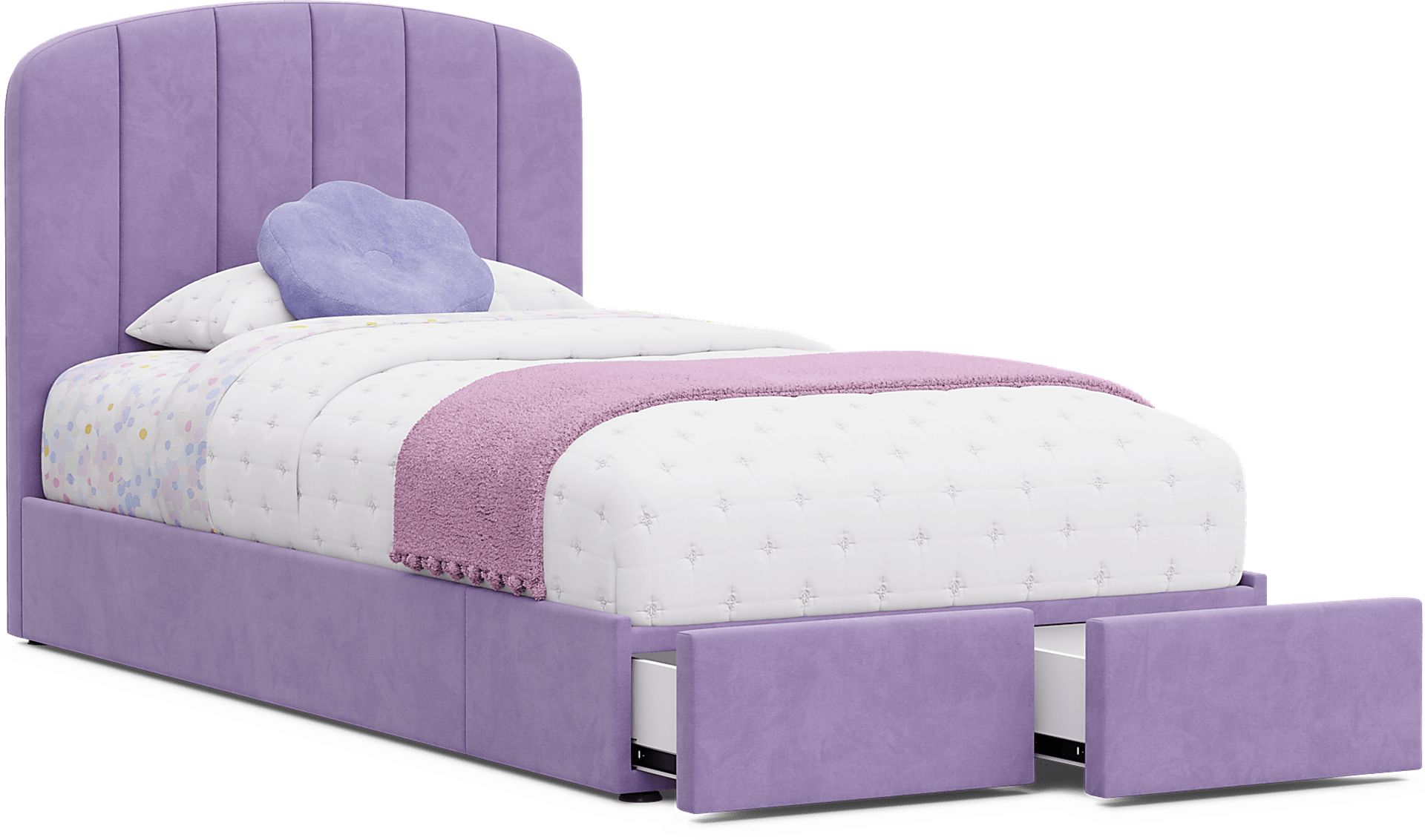 Kids Gwyneth Lavender Twin Upholstered Storage Bed - Image 10