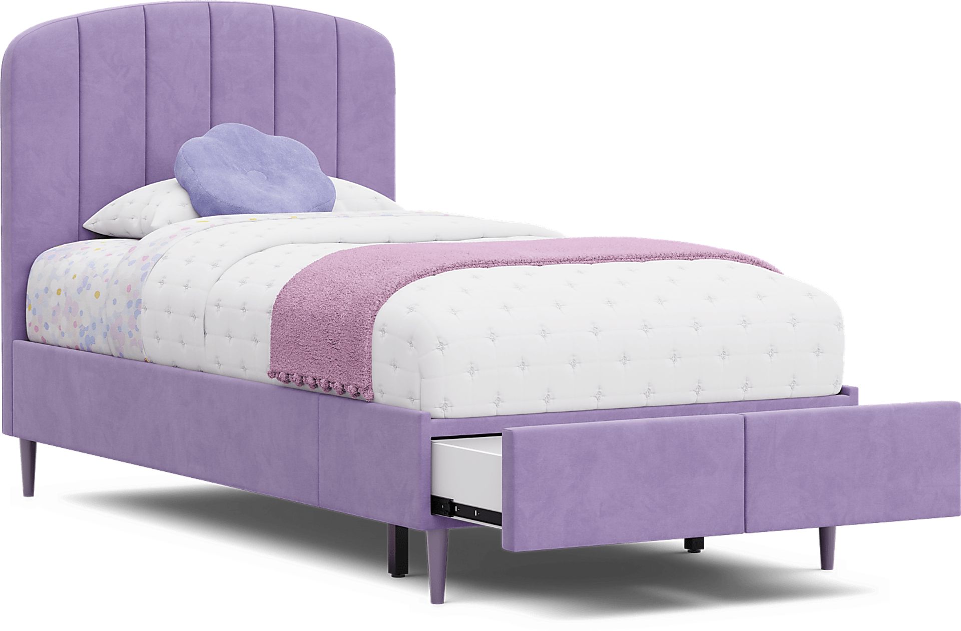 Kids Gwyneth Lavender Twin Upholstered Storage Bed - Image 5