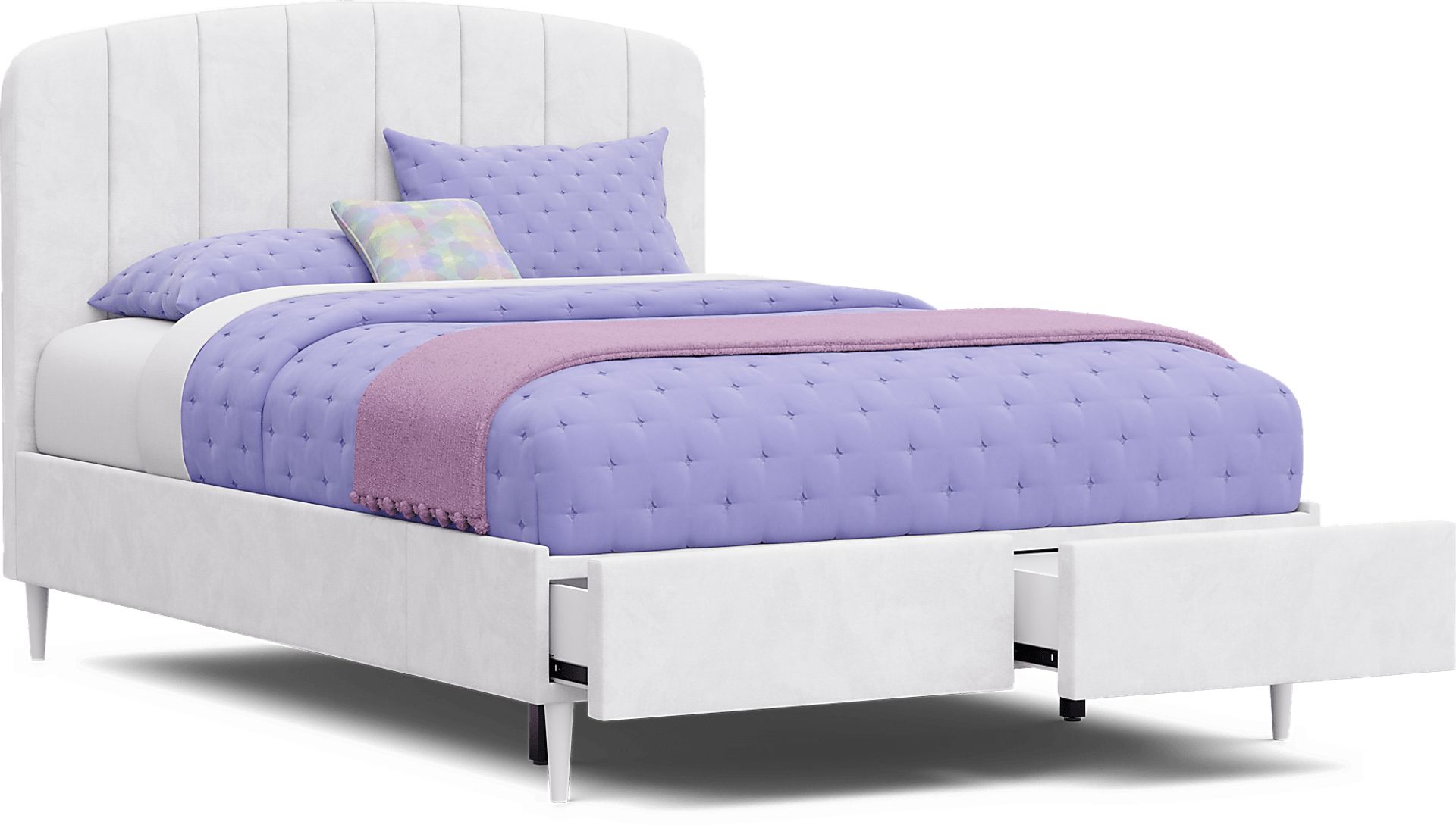 Kids Gwyneth White Full Upholstered Storage Bed - Image 8