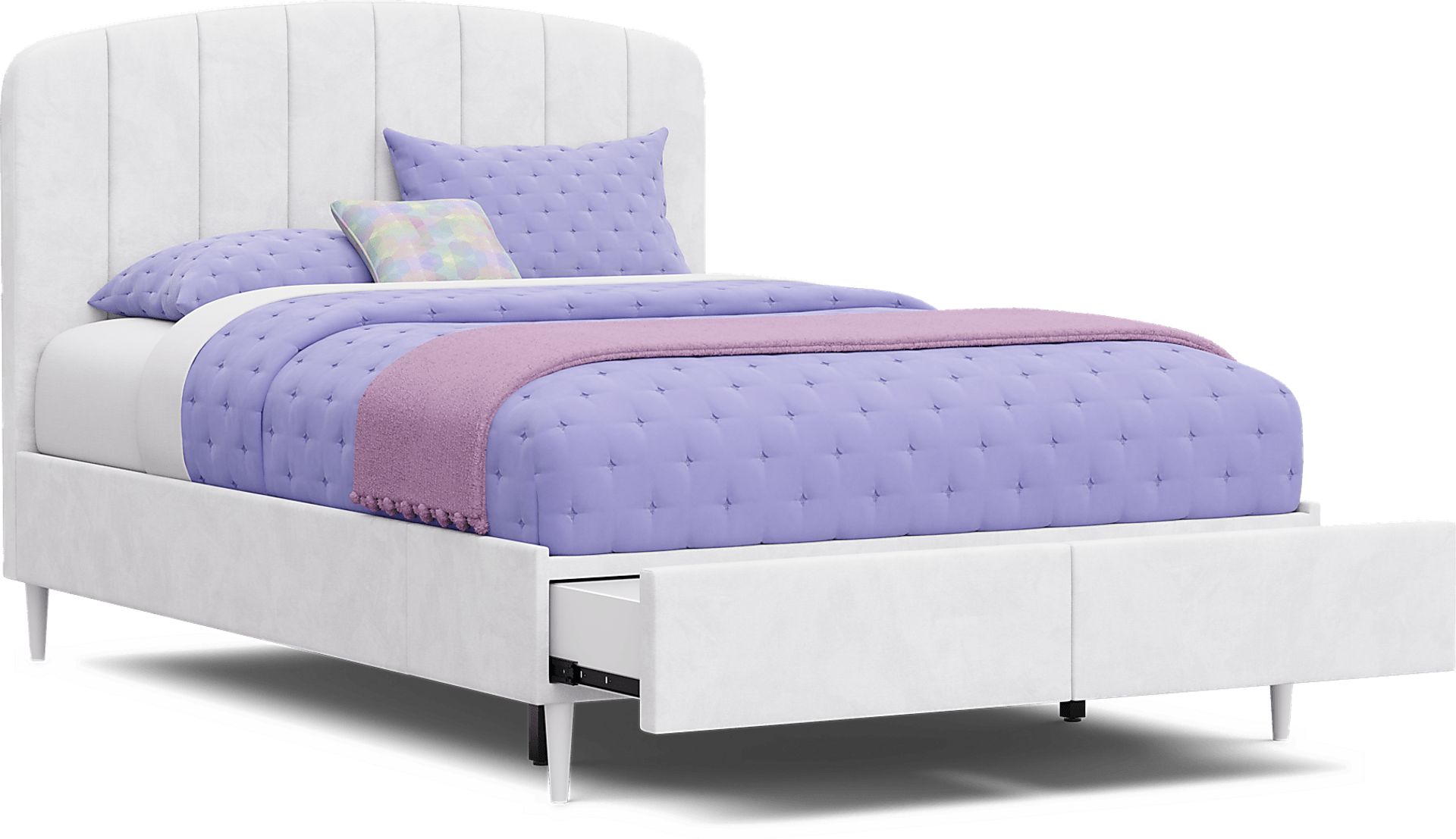 Kids Gwyneth White Full Upholstered Storage Bed - Image 5