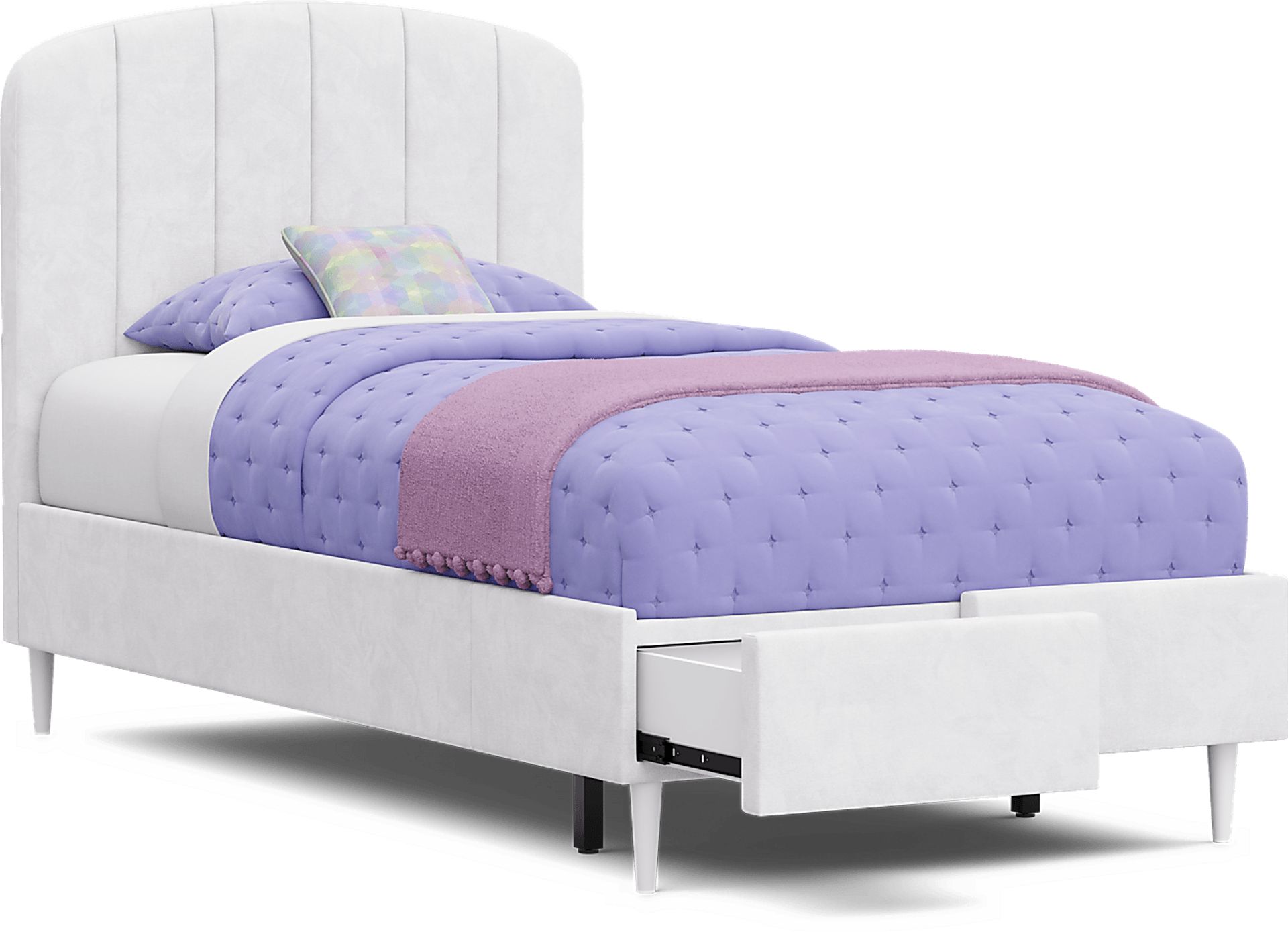 Kids Gwyneth White Twin Upholstered Storage Bed - Image 7