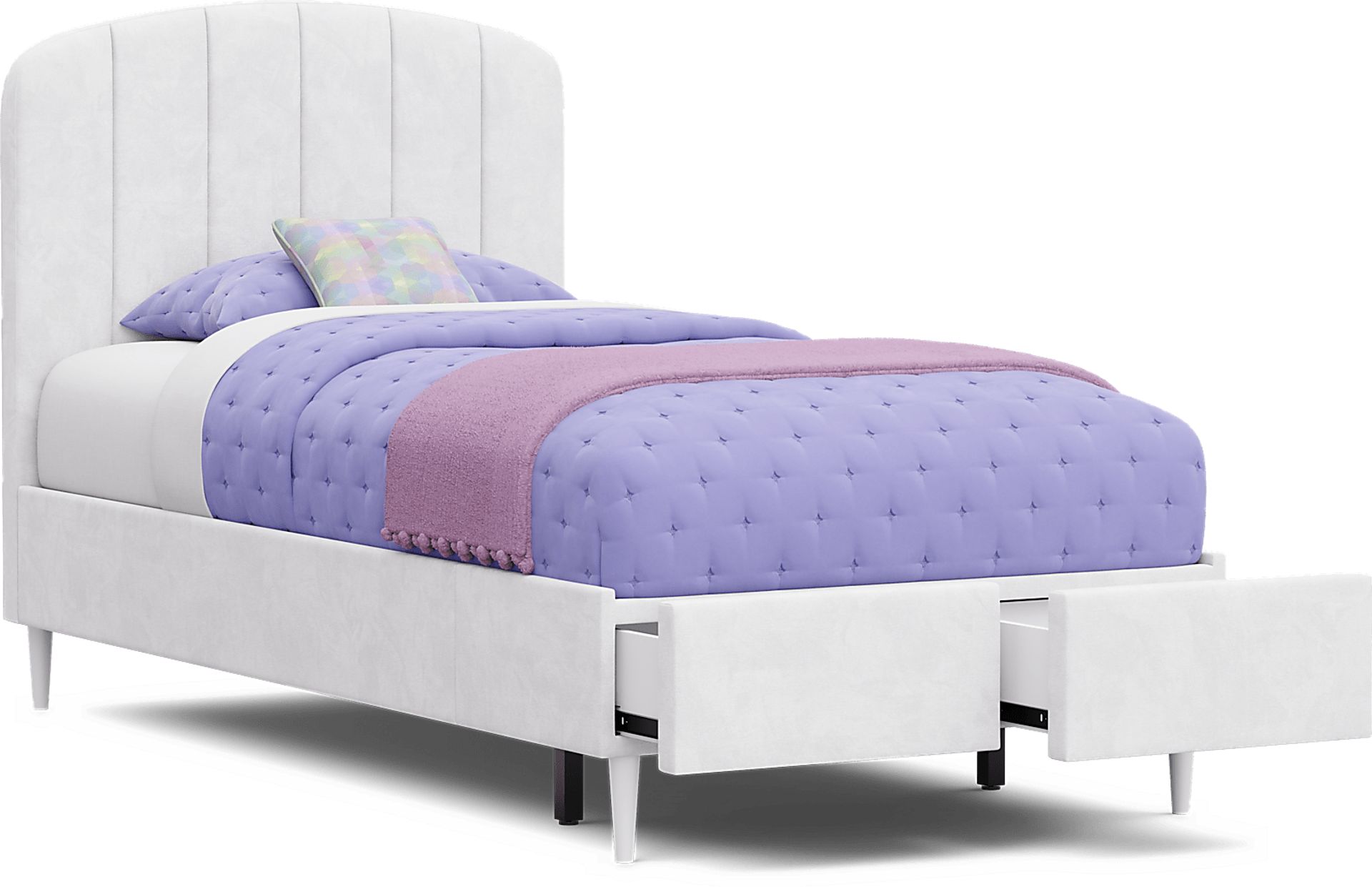 Kids Gwyneth White Twin Upholstered Storage Bed - Image 8