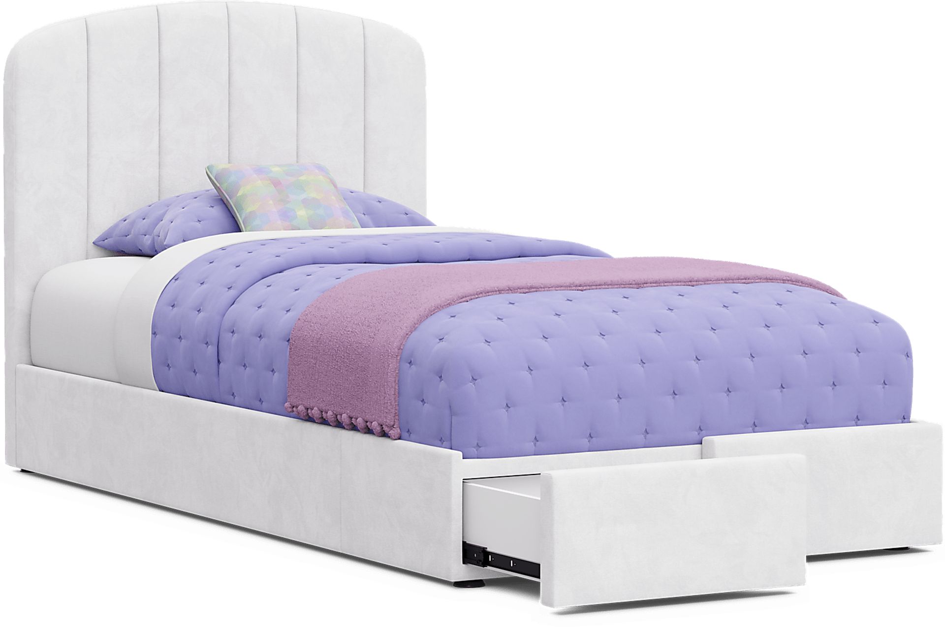 Kids Gwyneth White Twin Upholstered Storage Bed - Image 9