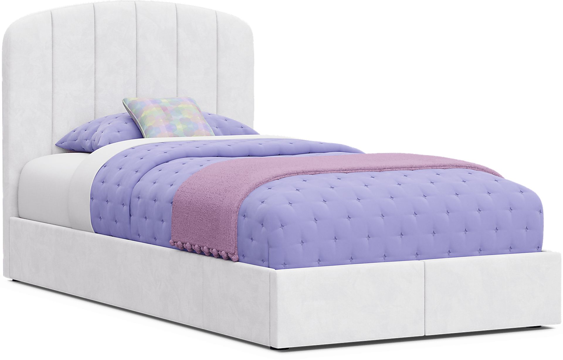 Kids Gwyneth White Twin Upholstered Storage Bed - Image 3