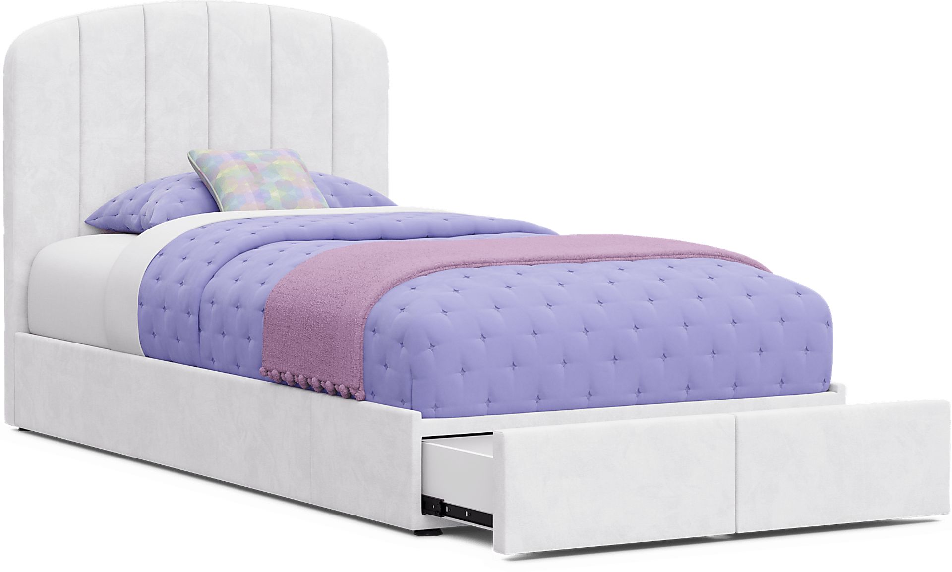 Kids Gwyneth White Twin Upholstered Storage Bed - Image 6