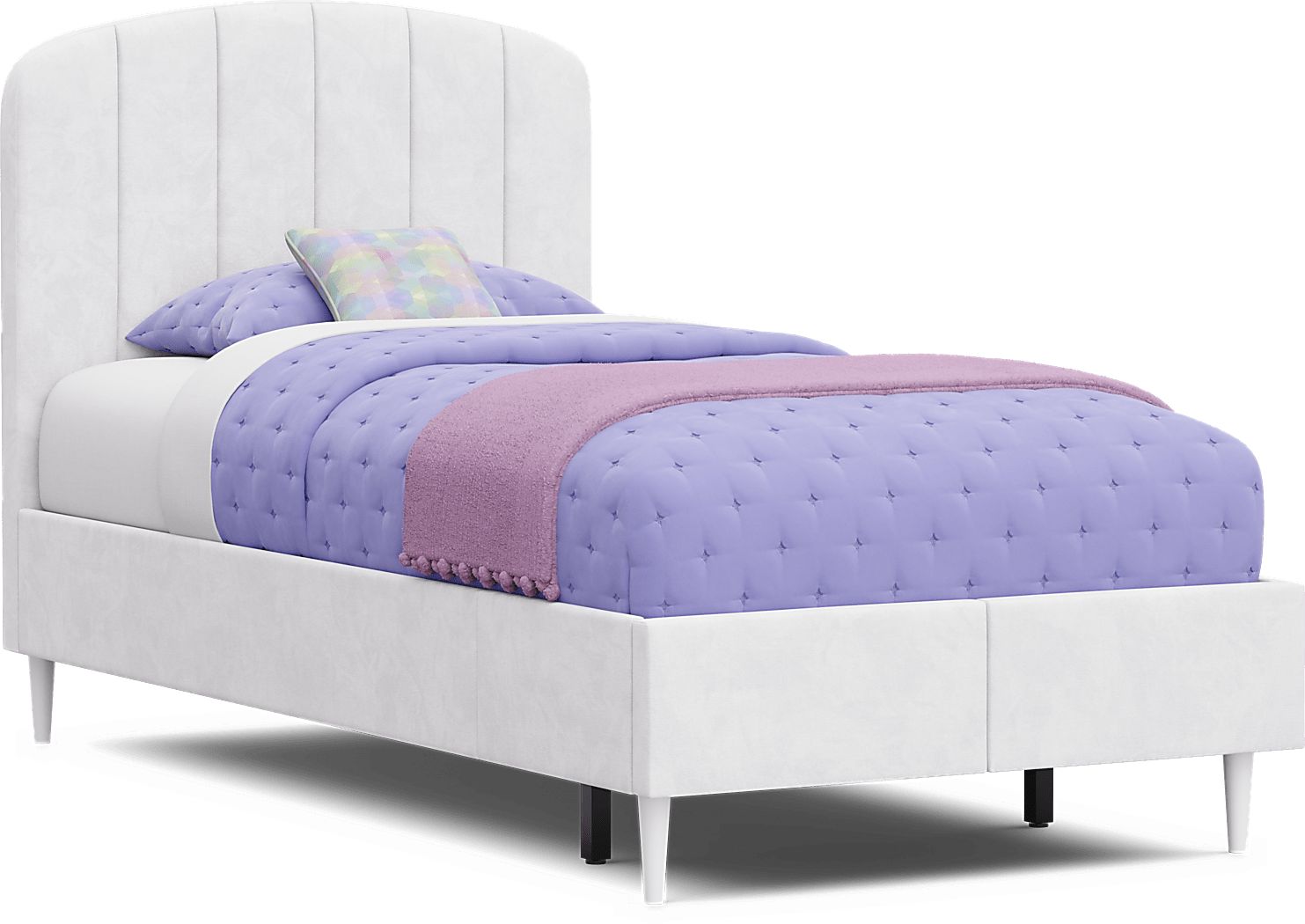 Kids Gwyneth White Twin Upholstered Storage Bed