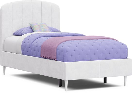Kids Gwyneth White Twin Upholstered Storage Bed