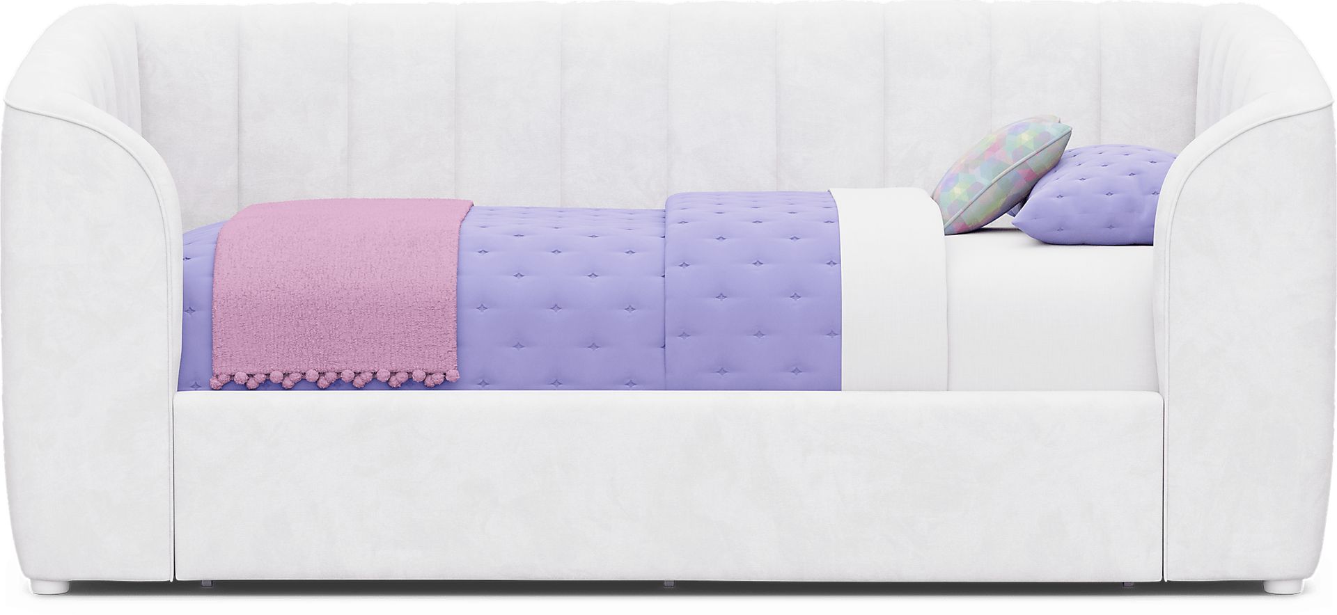 Kids Gwyneth White Twin Upholstered Storage Daybed - Image 1