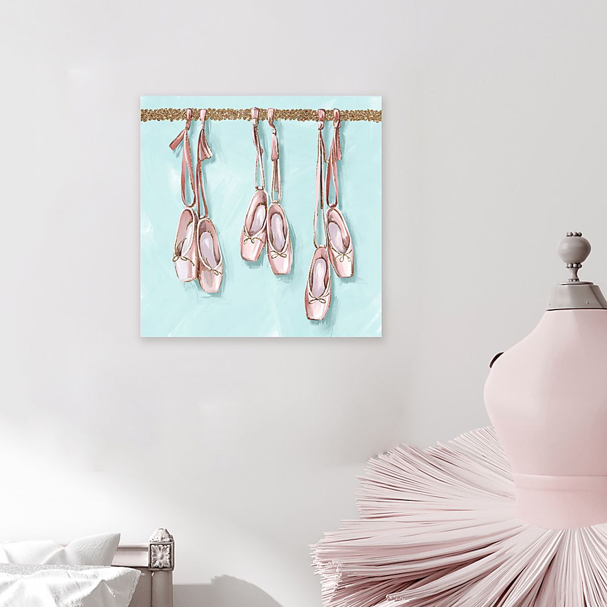 Kids Hanging Little Ballet Shoes Pink Small Wall Art