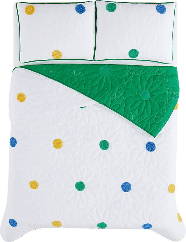 Kids Happy Dot White 3 Pc Full Quilt Set - Thumbnail - Image 4