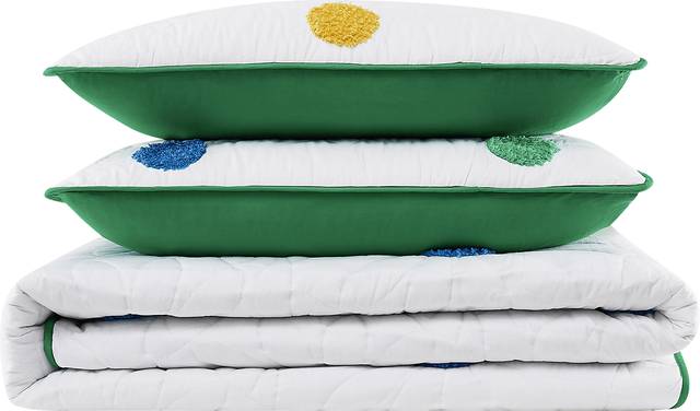 Kids Happy Dot White 3 Pc Full Quilt Set - Thumbnail - Image 5