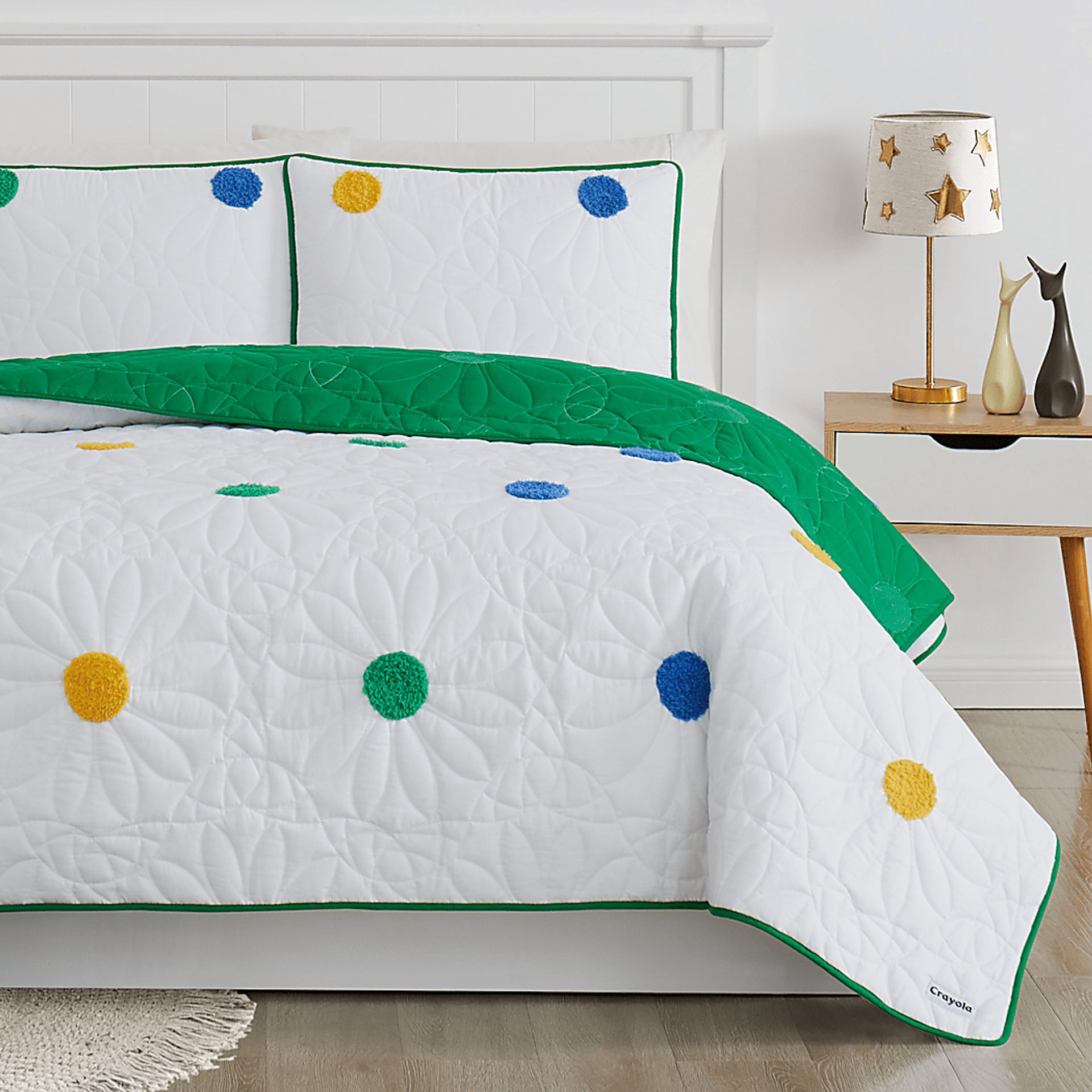 Kids Happy Dot White 3 Pc Full Quilt Set - Image 6