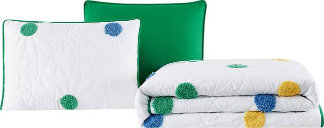 Kids Happy Dot White 3 Pc Full Quilt Set - Thumbnail - Image 1