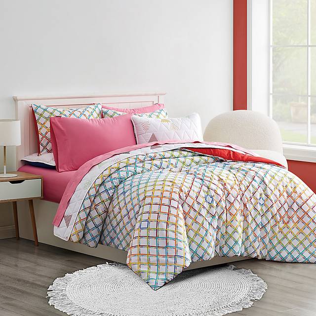 Kids Happy Plaid White 3 Pc Full Comforter Set - Thumbnail - Image 2