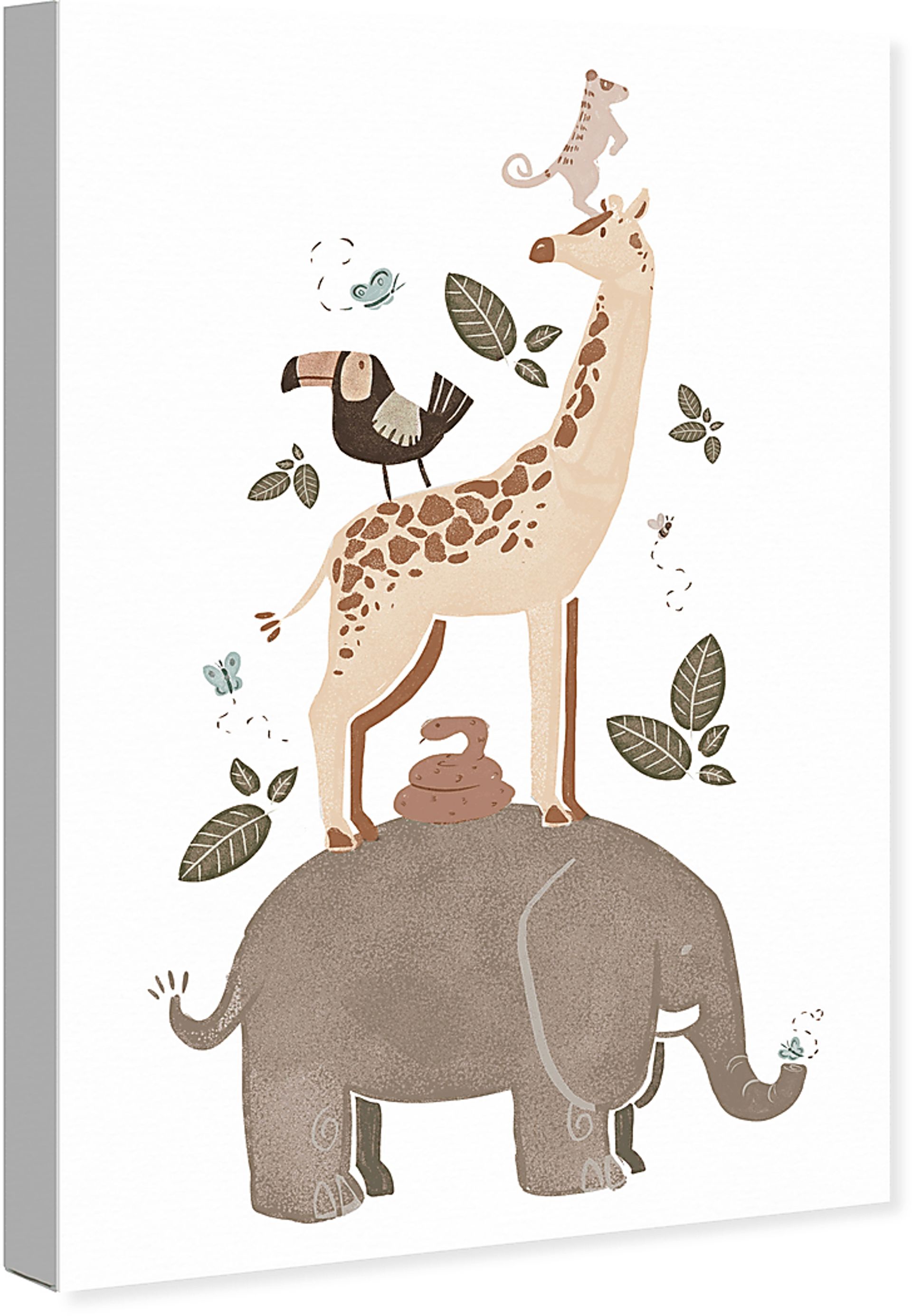 Kids Happy Safari Animals Brown Small Wall Art - Image 2
