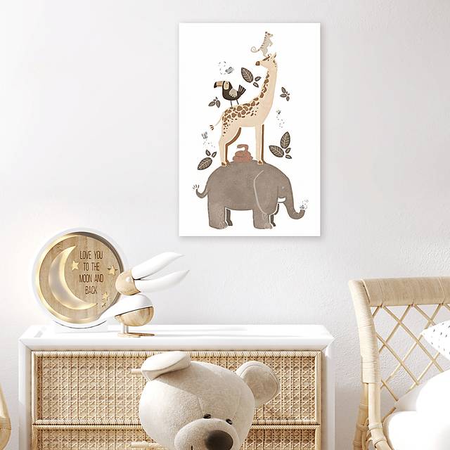 Kids Happy Safari Animals Brown Small Wall Art - Thumbnail - Image 3