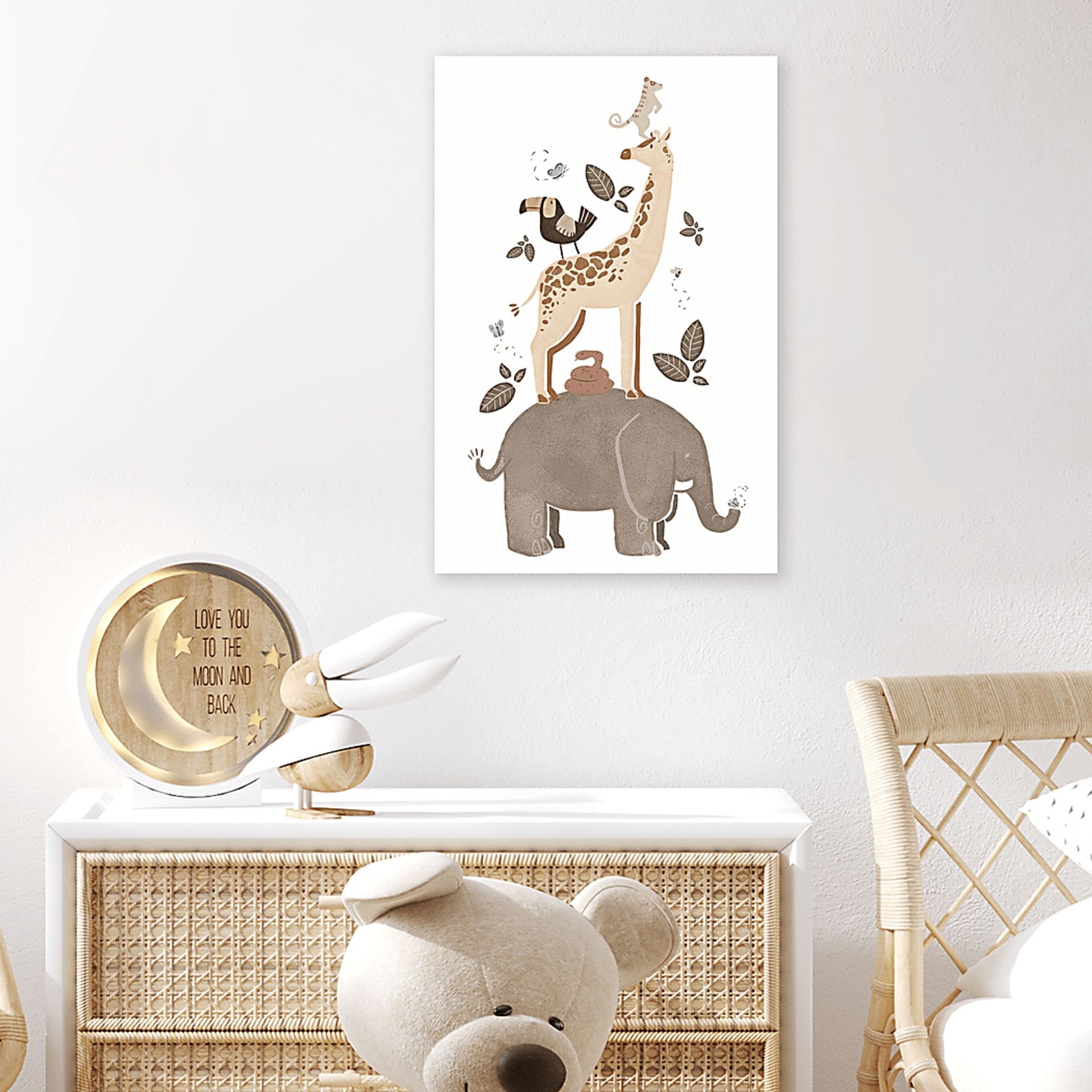 Kids Happy Safari Animals Brown Small Wall Art - Image 3