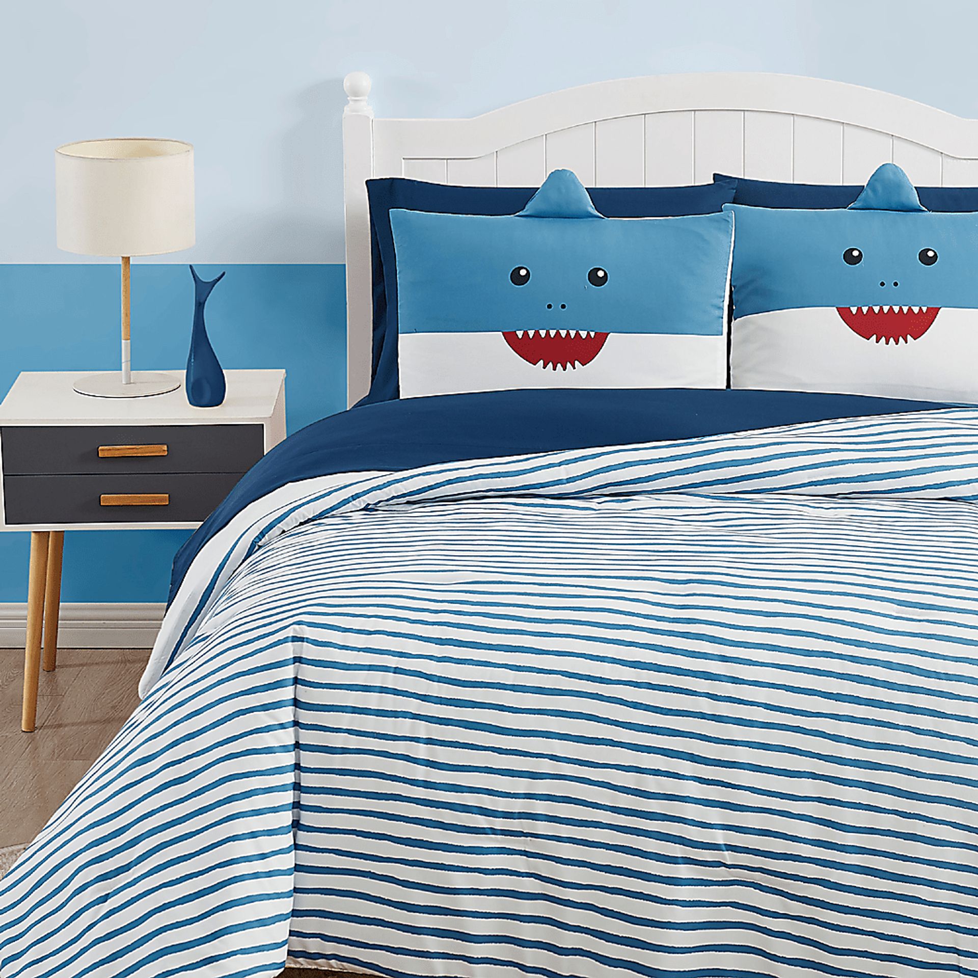 Kids Happy Shark Blue 5 Pc Twin Comforter Set - Image 3