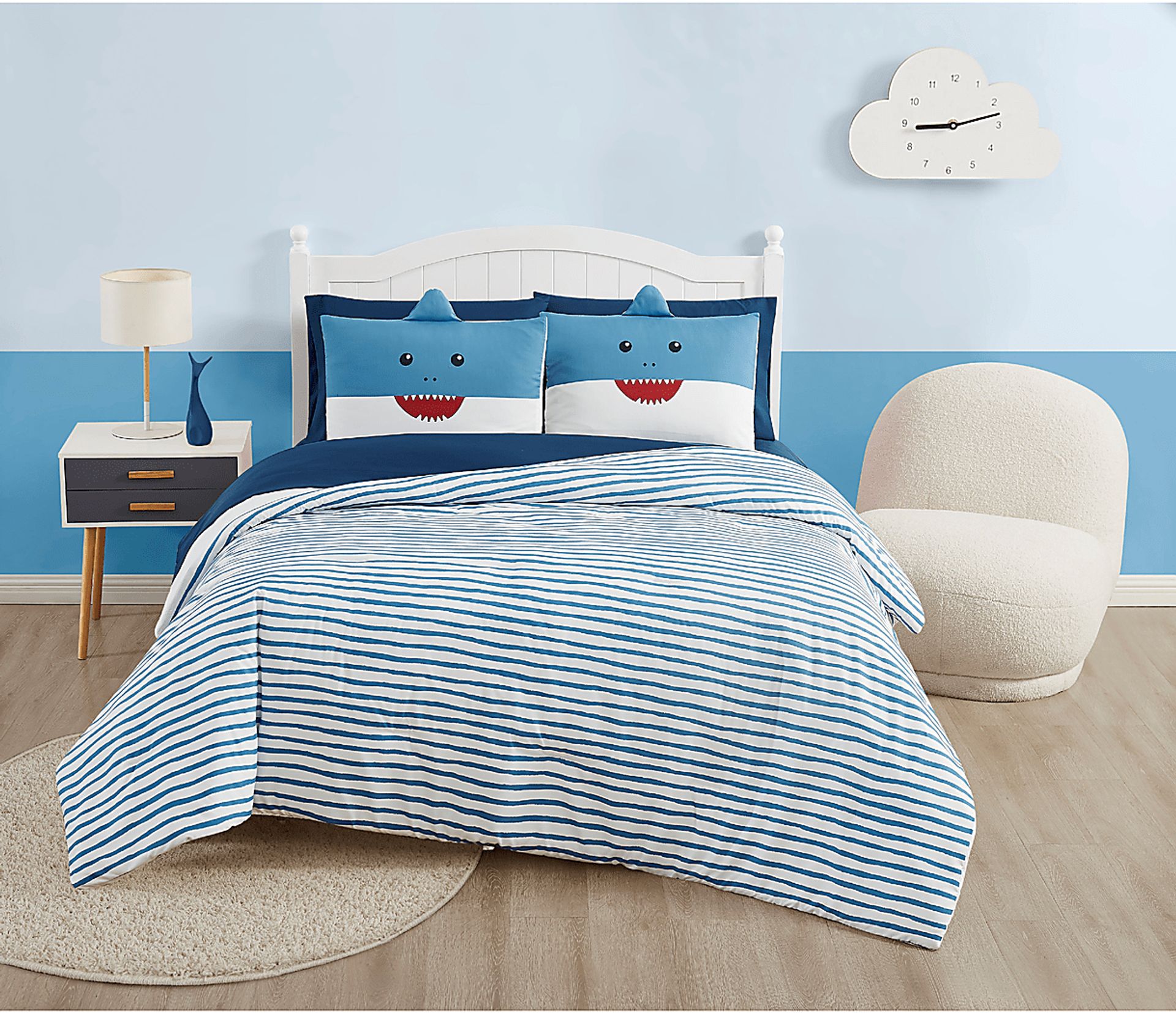Kids Happy Shark Blue 5 Pc Twin Comforter Set - Image 4