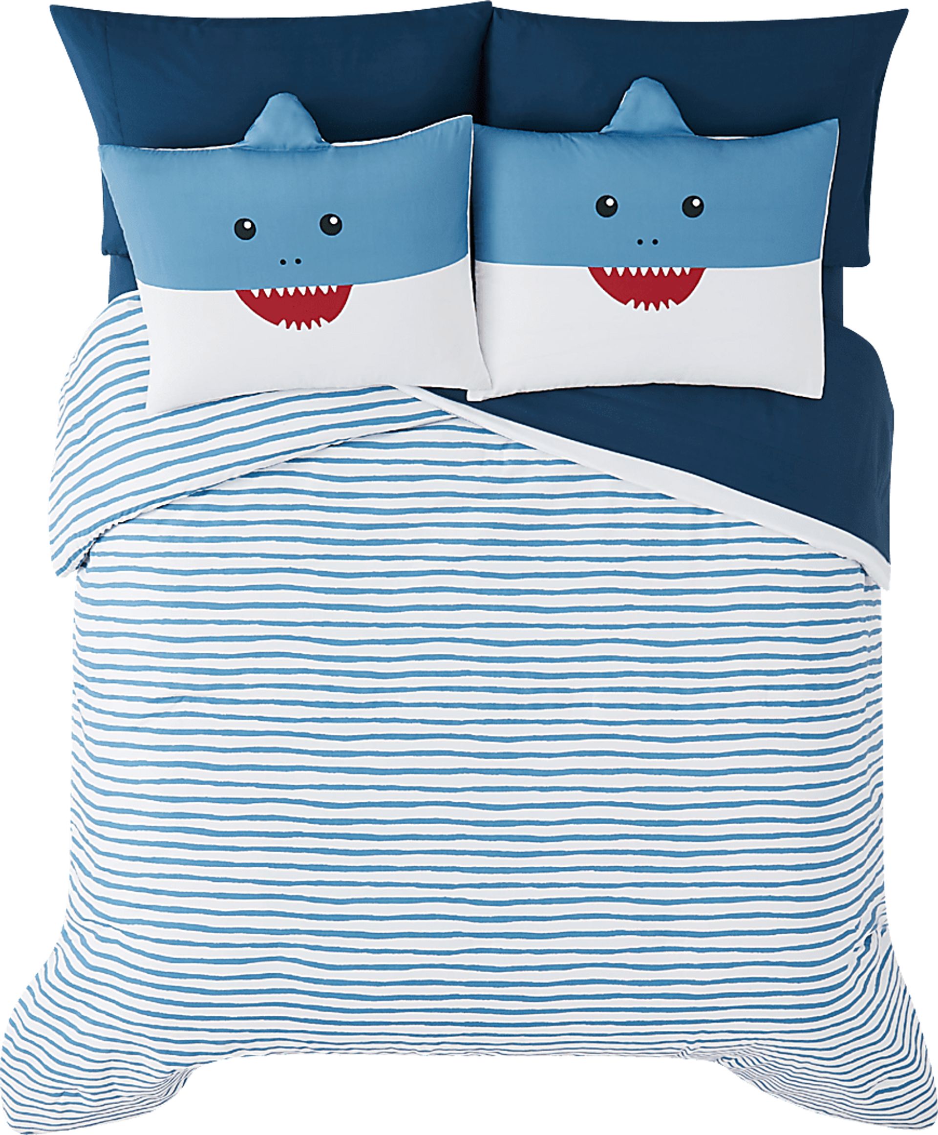 Kids Happy Shark Blue 5 Pc Twin Comforter Set - Image 1