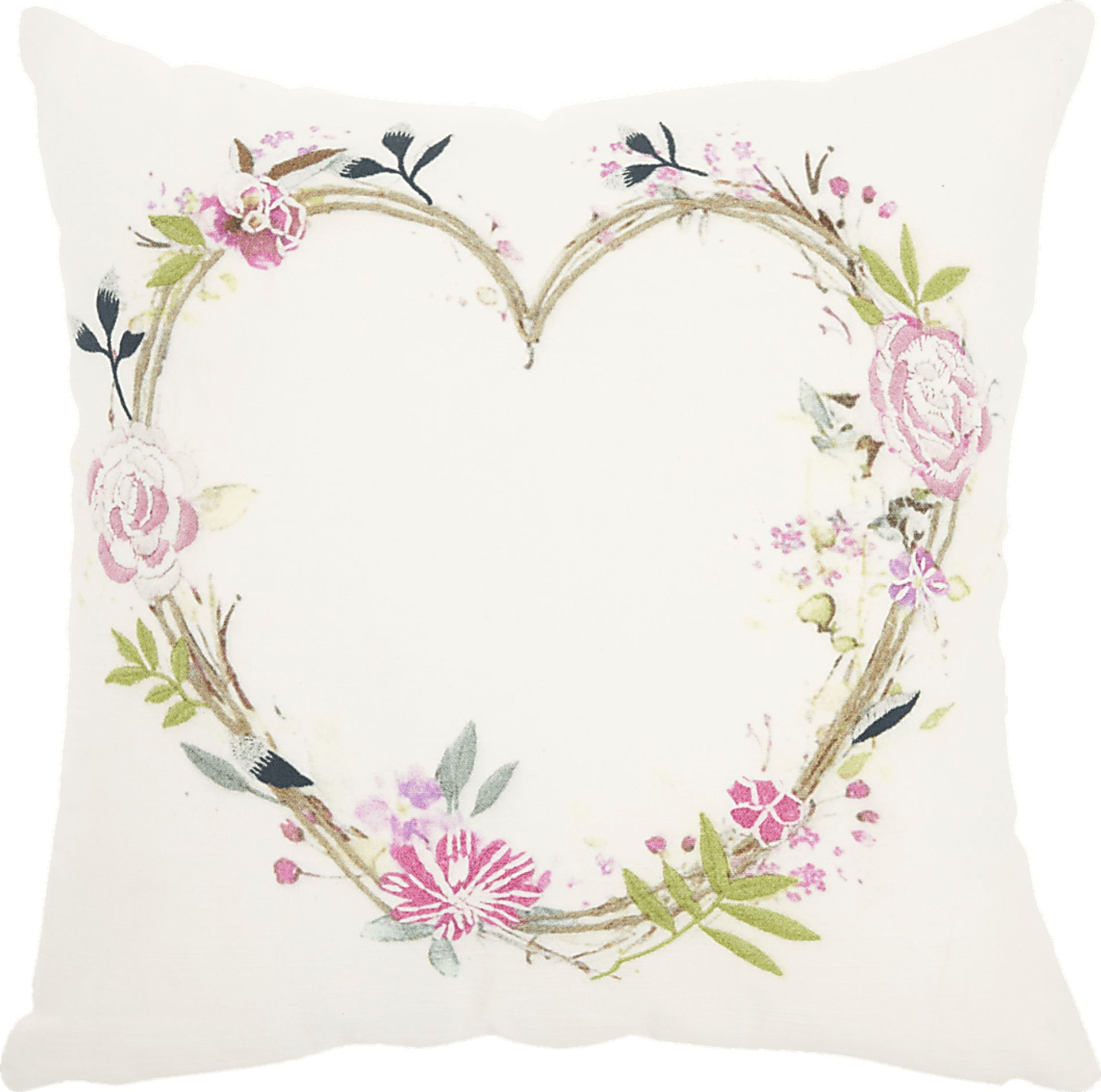 Kids Heart of Flowers White Accent Pillow - Image 1